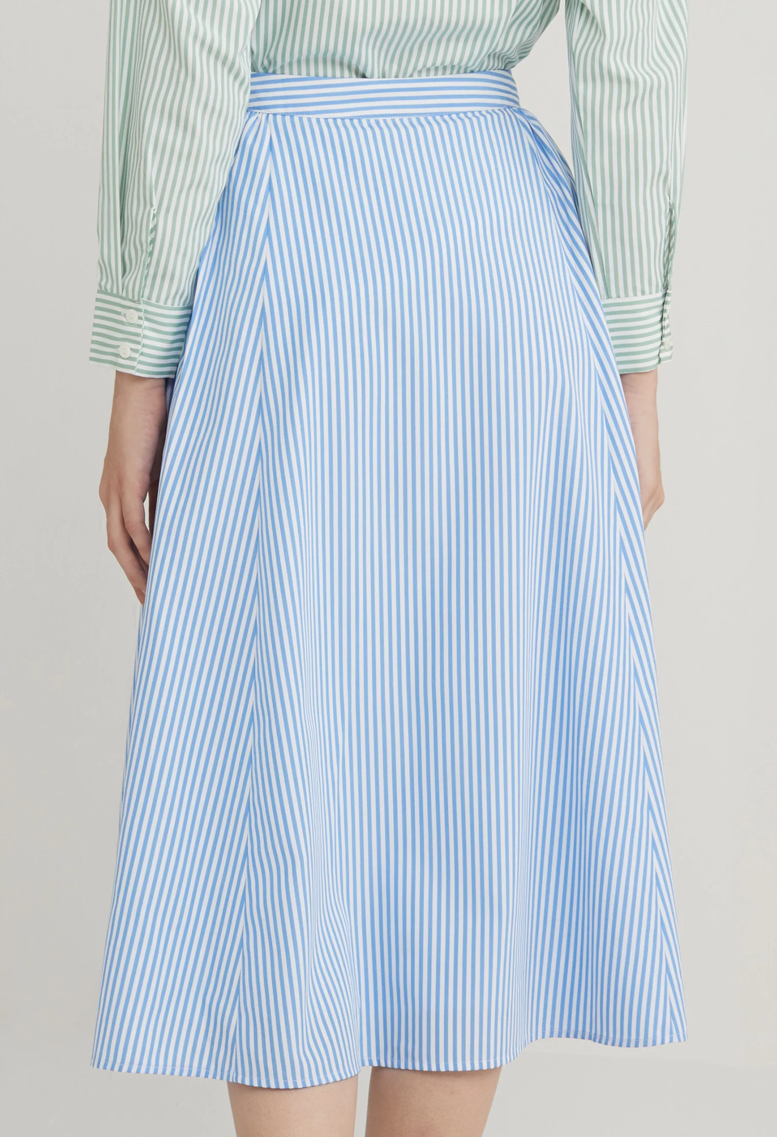 Picnic Striped Midi Skirt