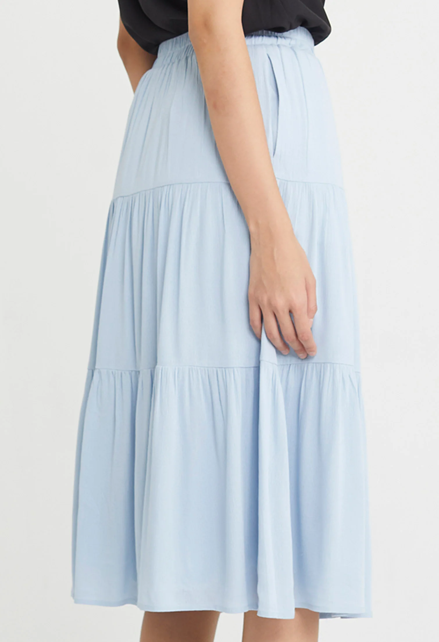 Triple Ruffled Midi Skirt