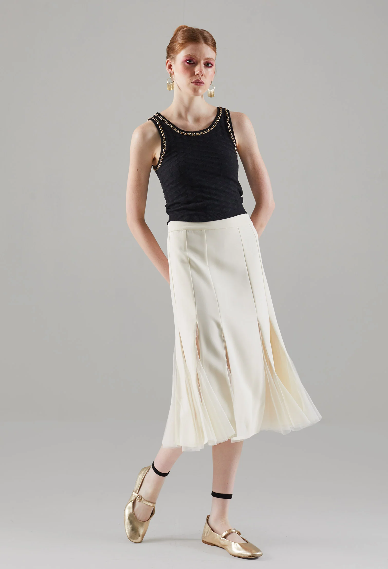 Faux Chained Knitted Sleeveless Top