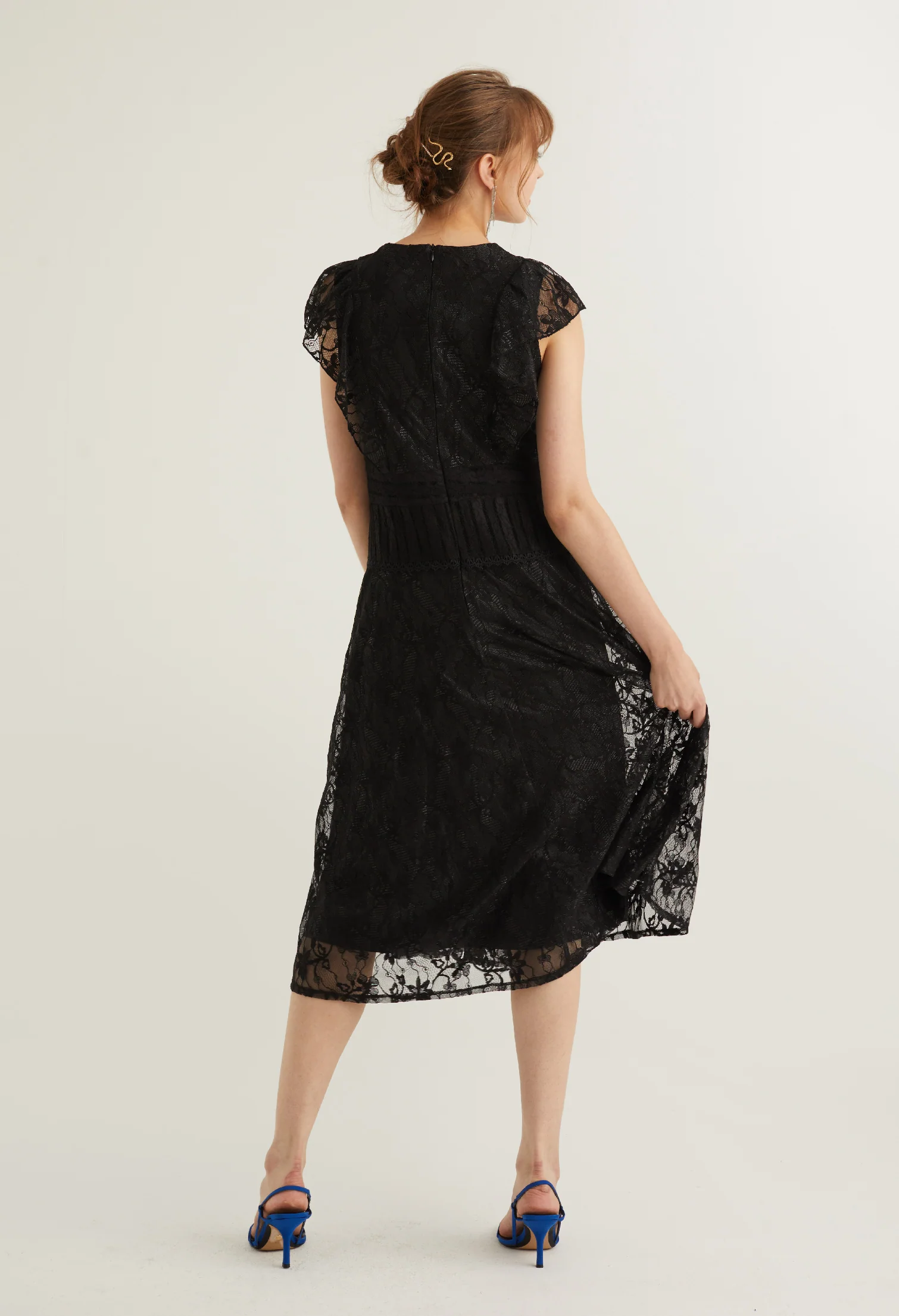 Ruffle Lace Detail Cocktail Dress