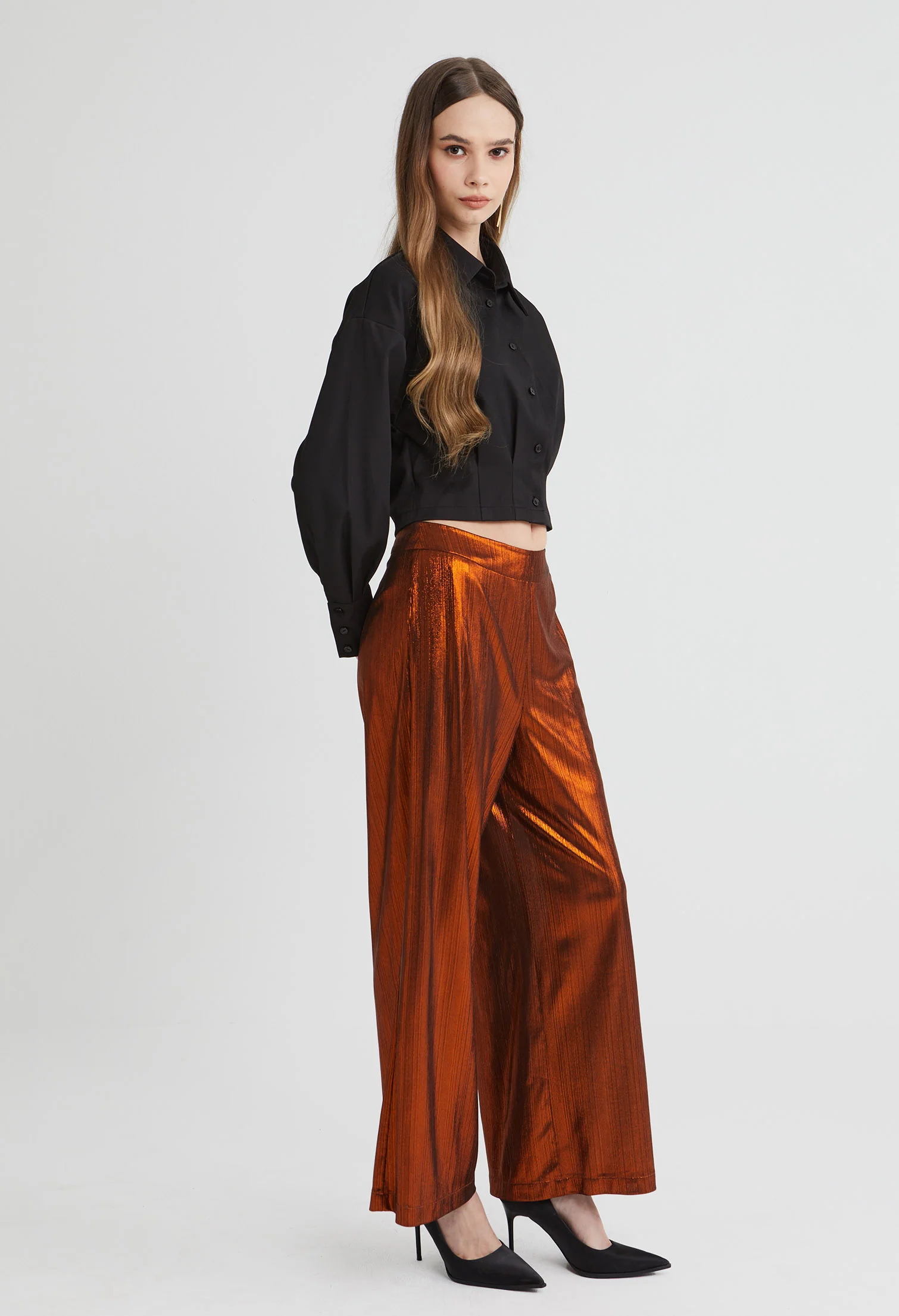 Textured Satin Pants