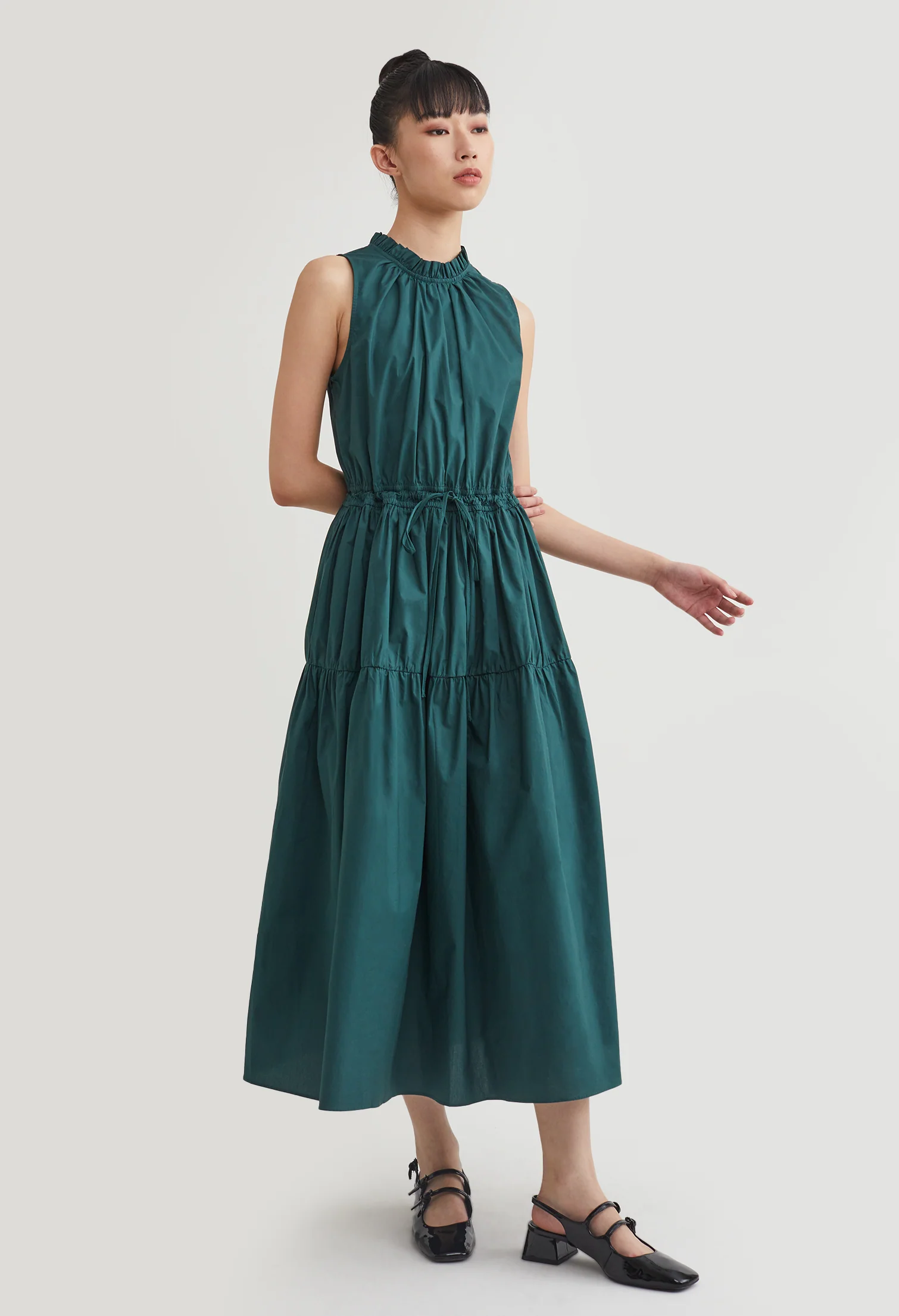 Halter Tiered Tie-Front Dress