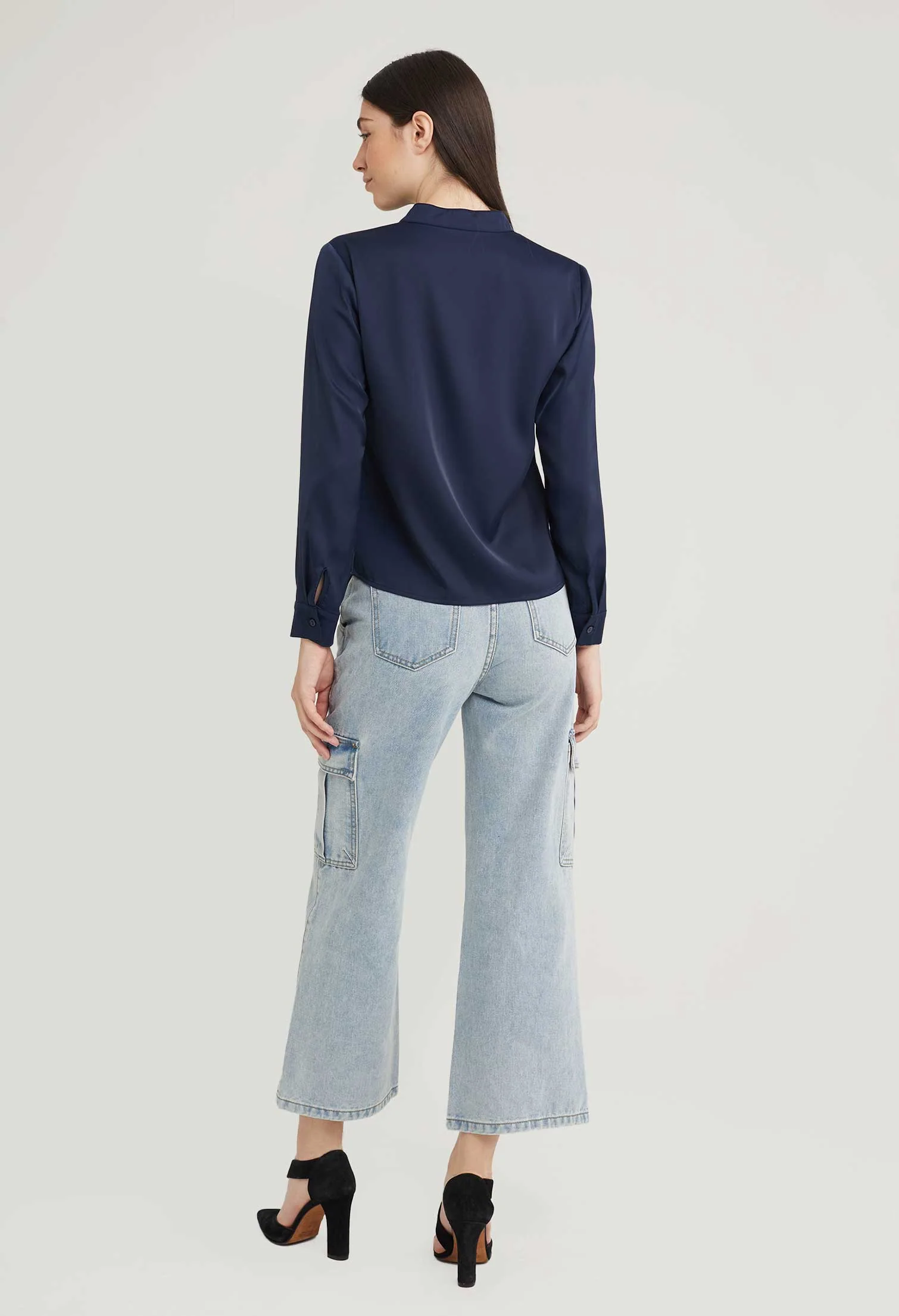 Satin Neck Accent Blouse