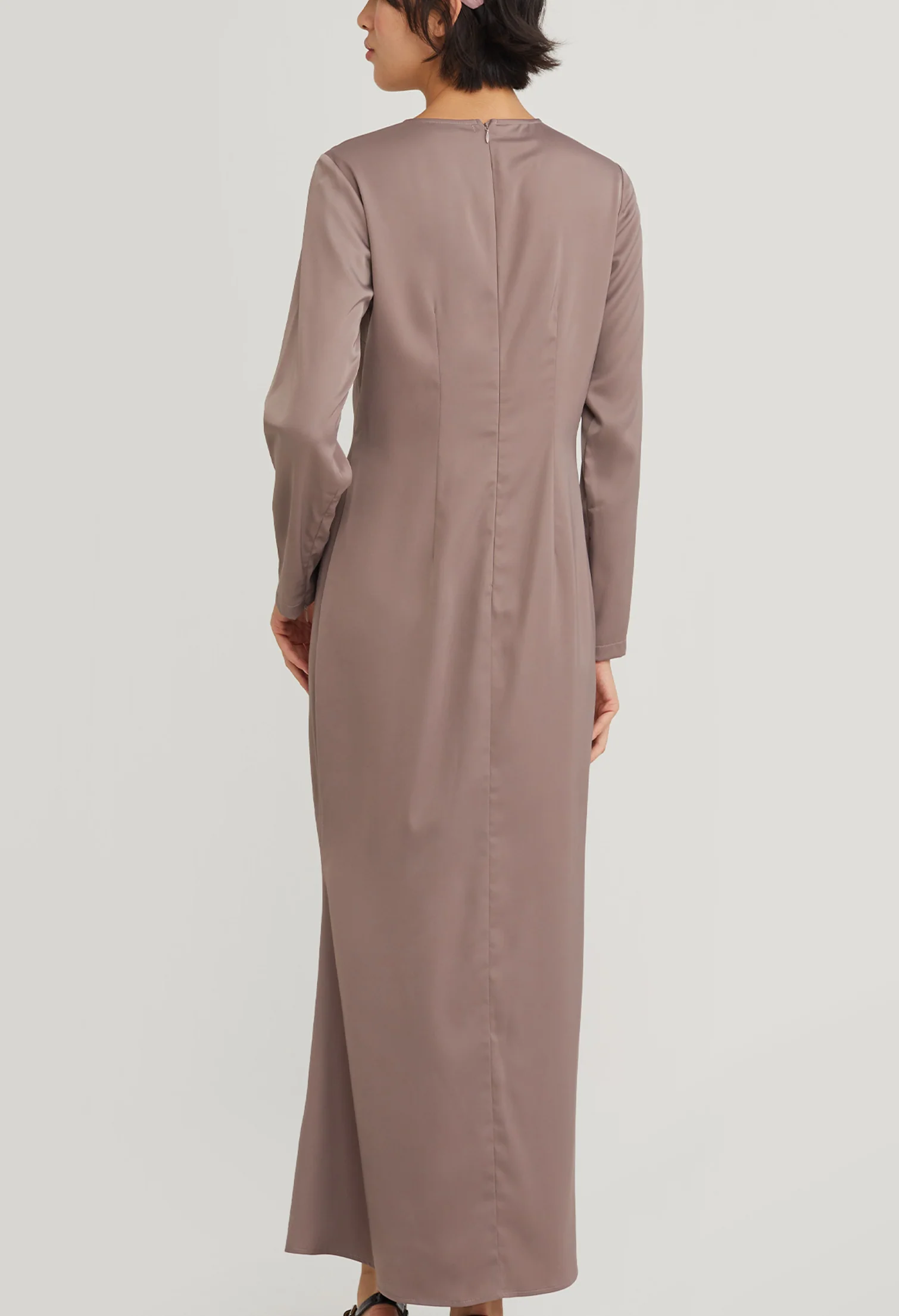Elegant Satin Long Sleeve Maxi Dress