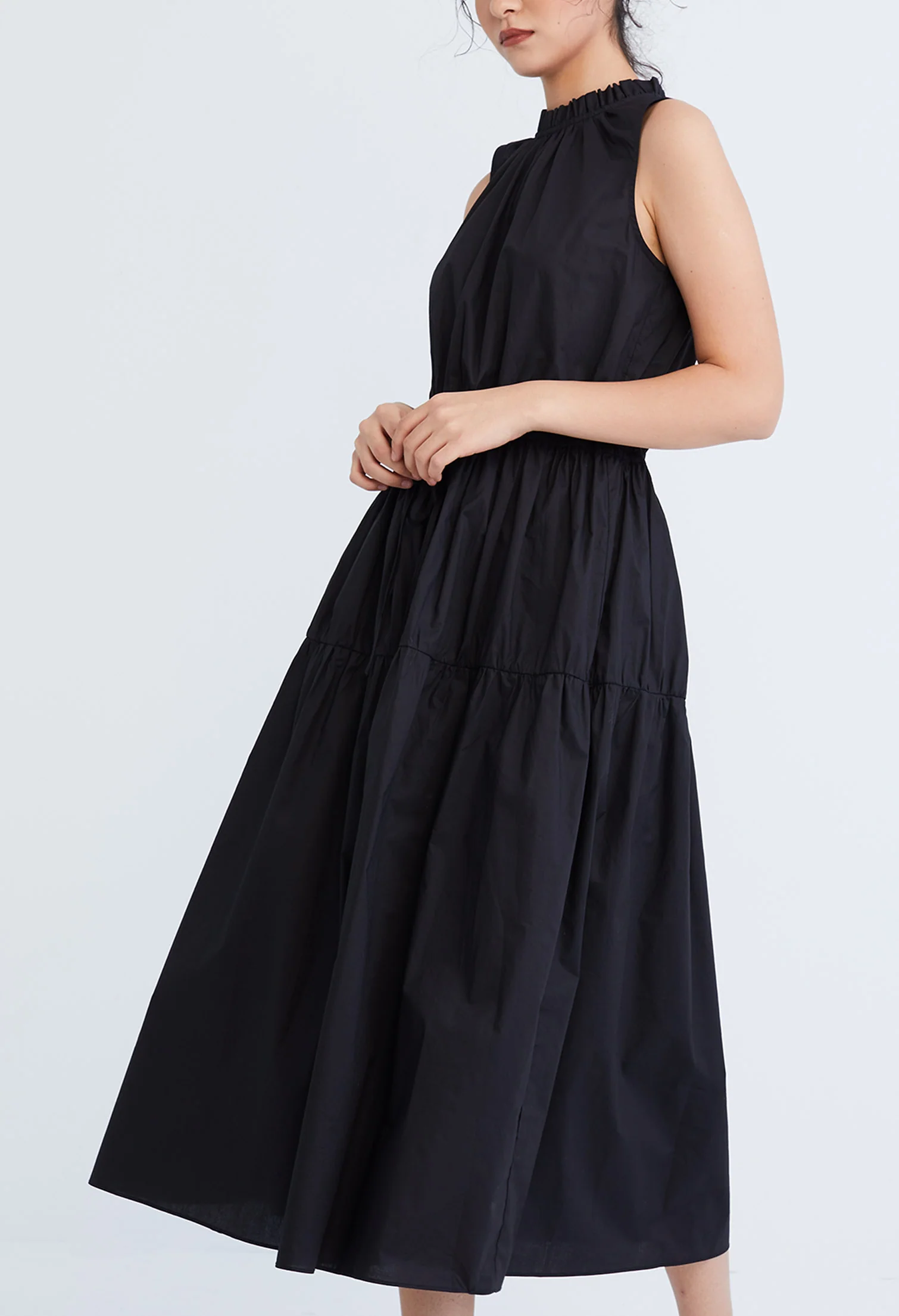 Halter Tiered Tie-Front Dress