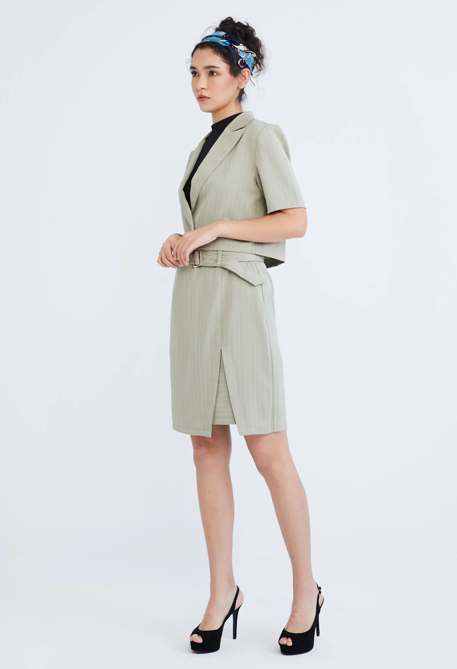 Vertical Striped Mini Skirt