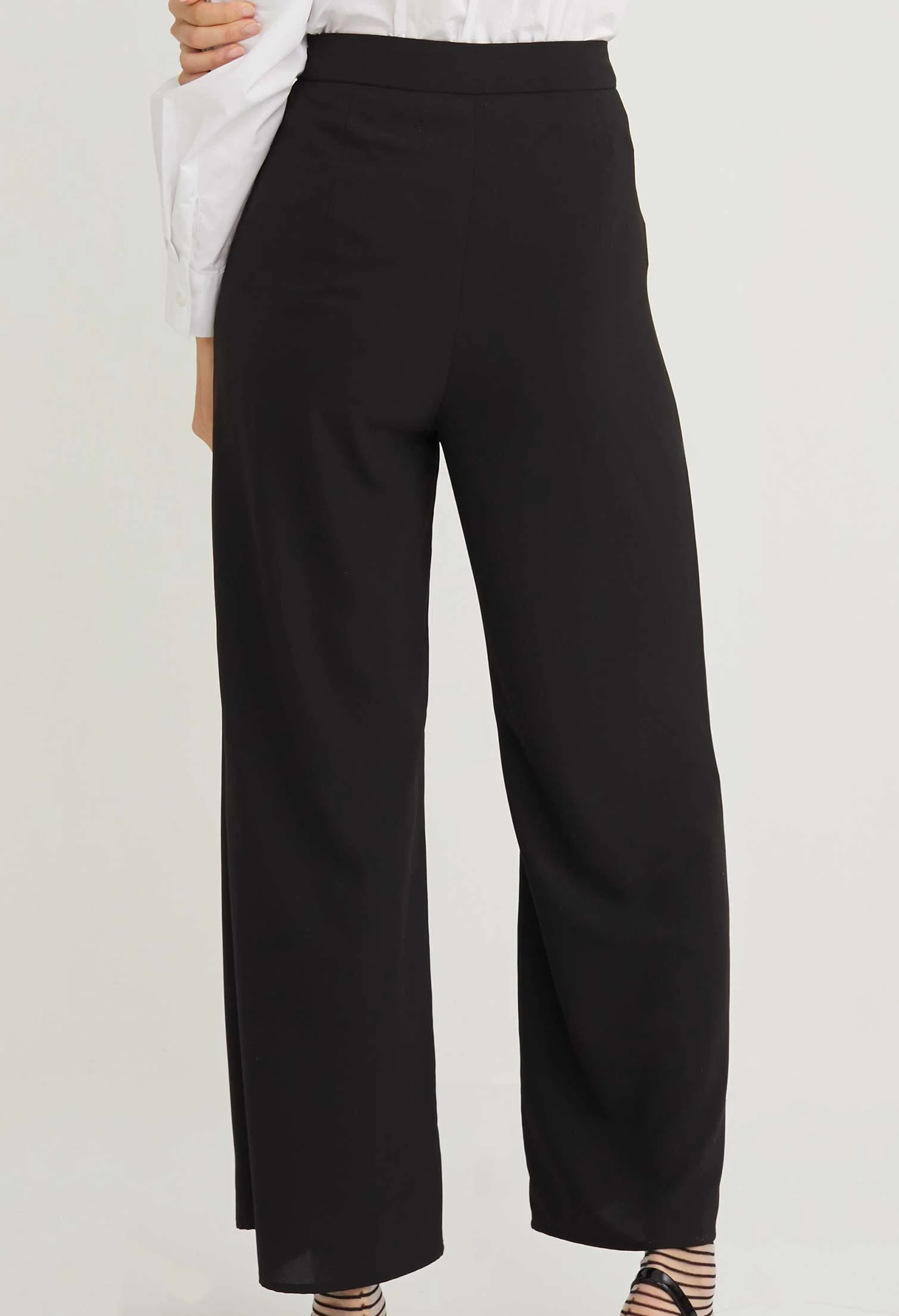 Waist Accent Wide Leg Palazzo Pants