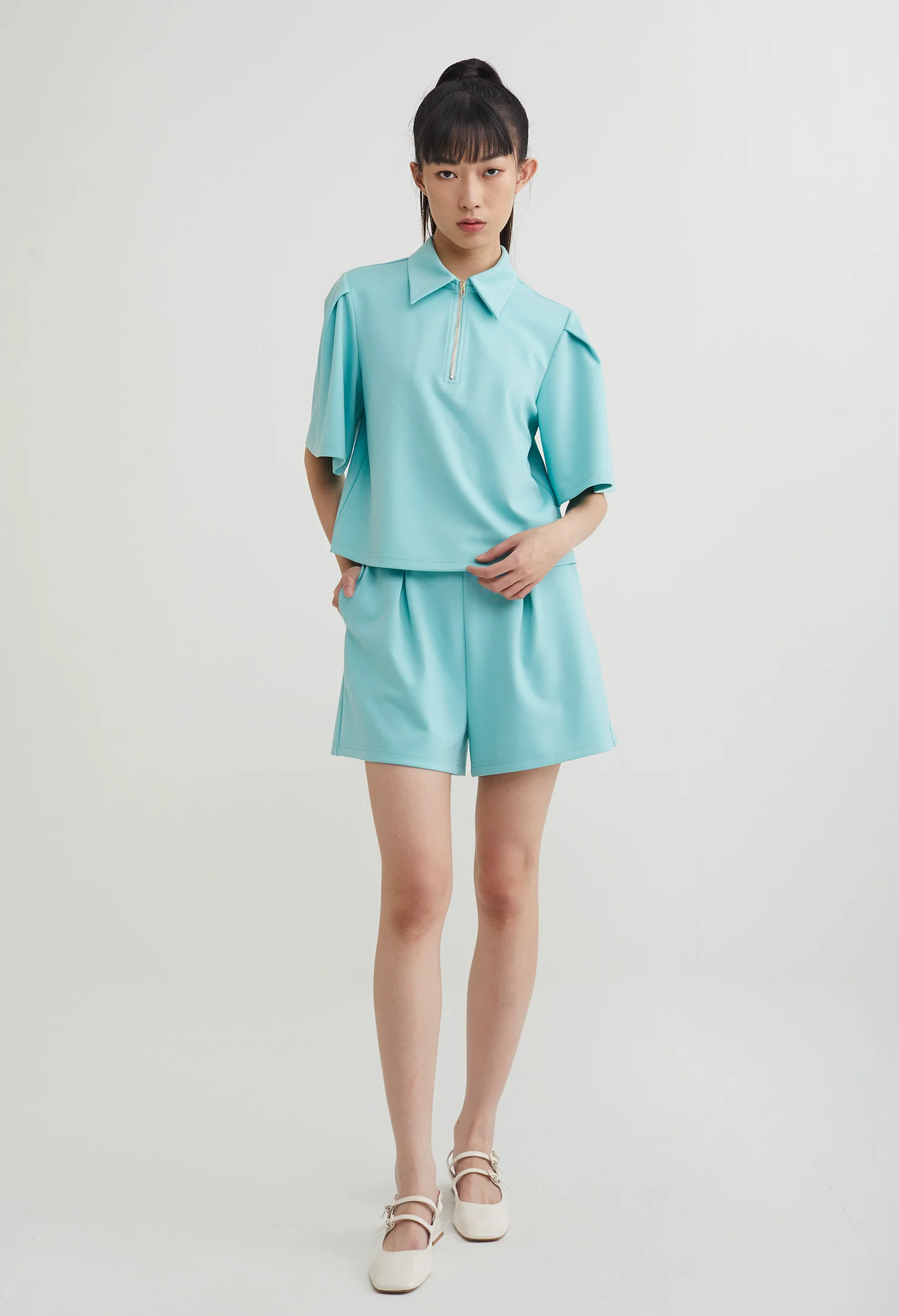 Tulip Full Sleeve Half Zip Top