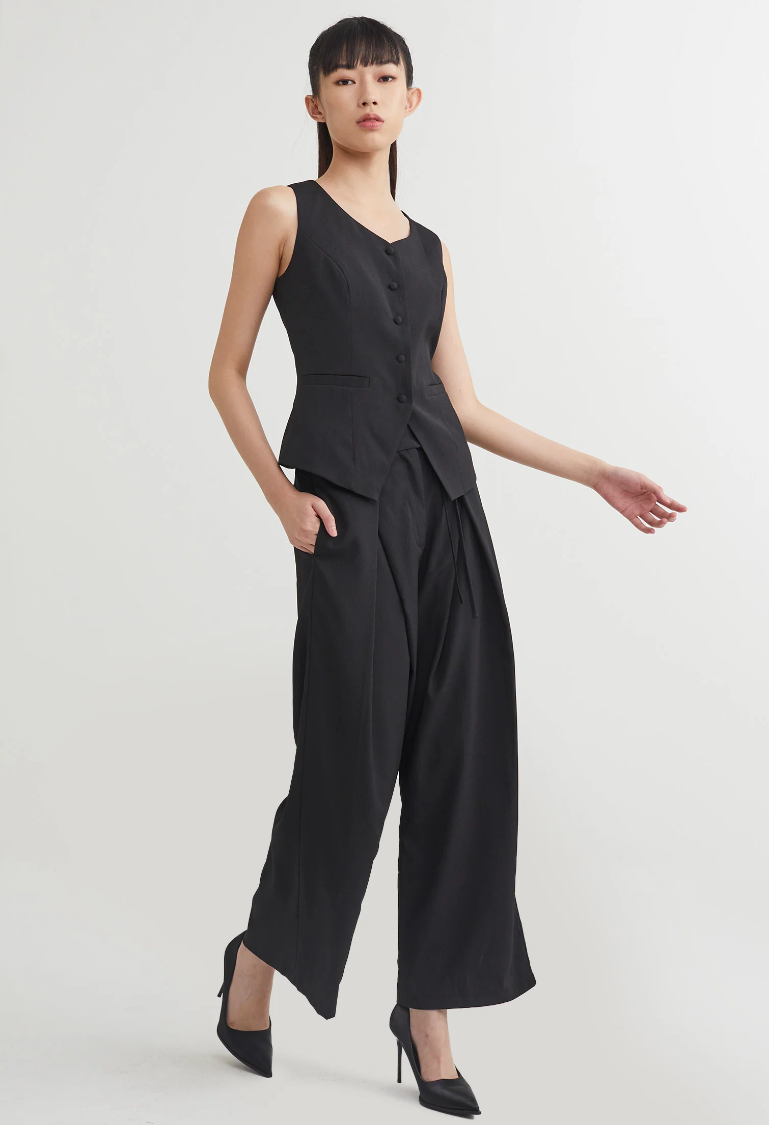 Foldover Pleat Straight Smart Pants