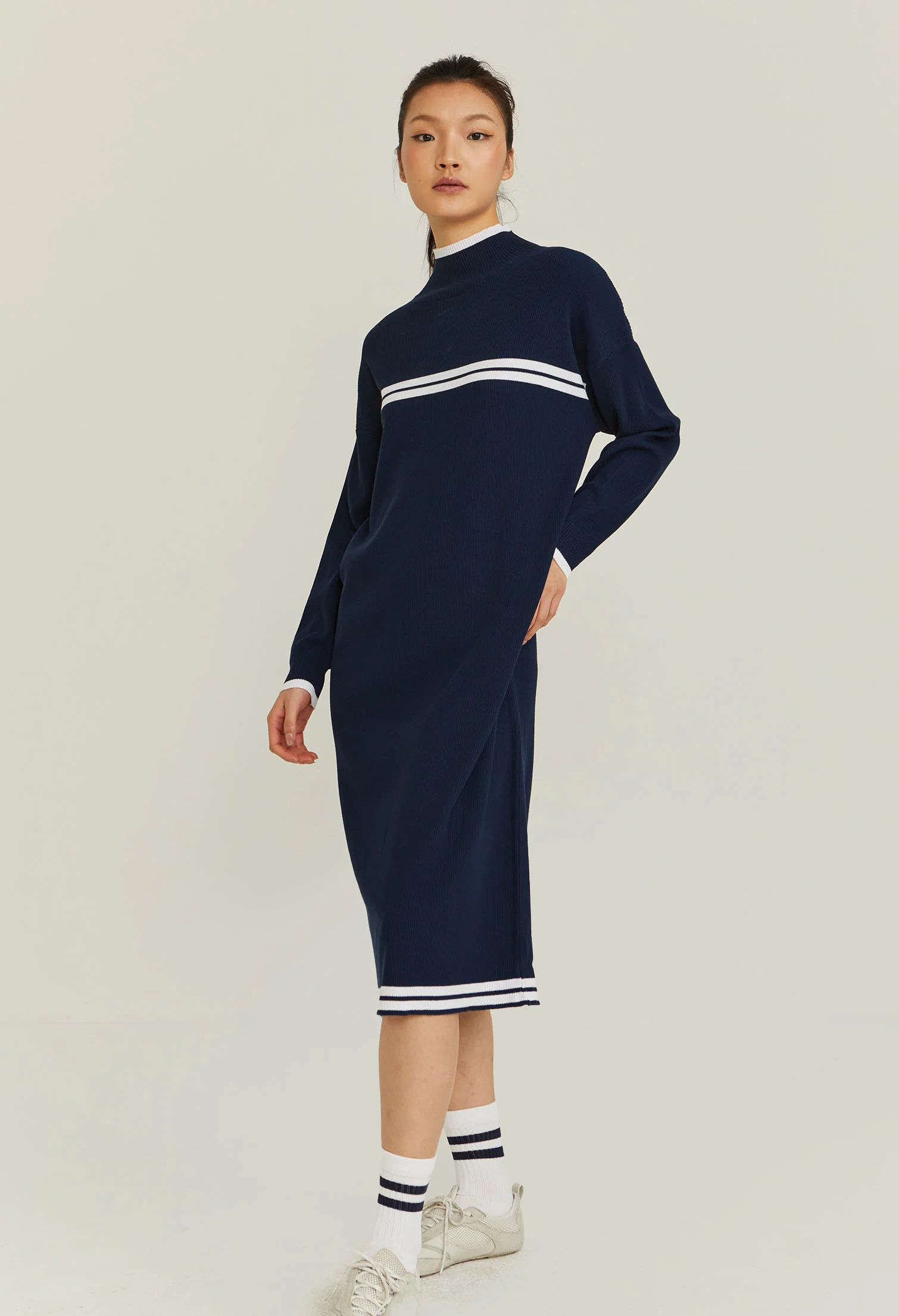 Highneck Long Sleeve Cardi Dress