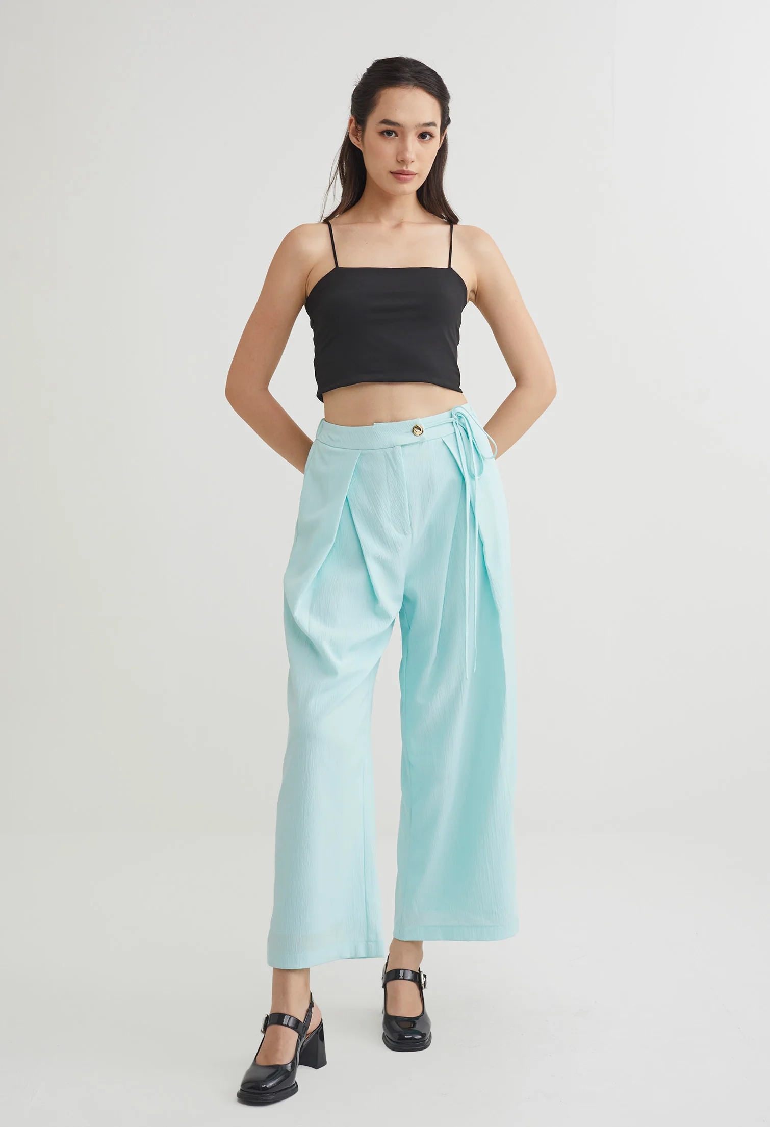 Foldover Pleat Straight Smart Pants
