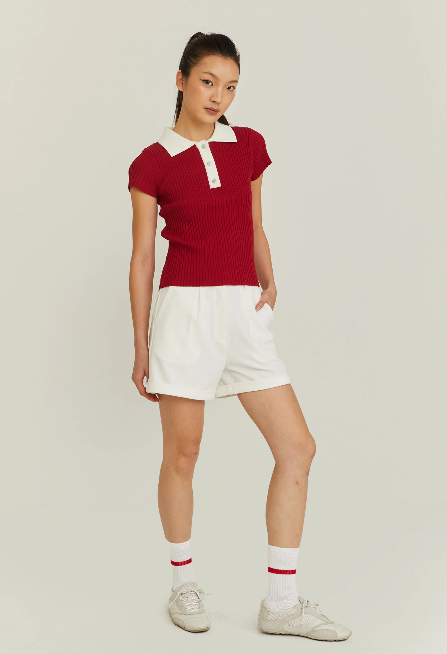 Fitted Contrast Collar Polo Tee