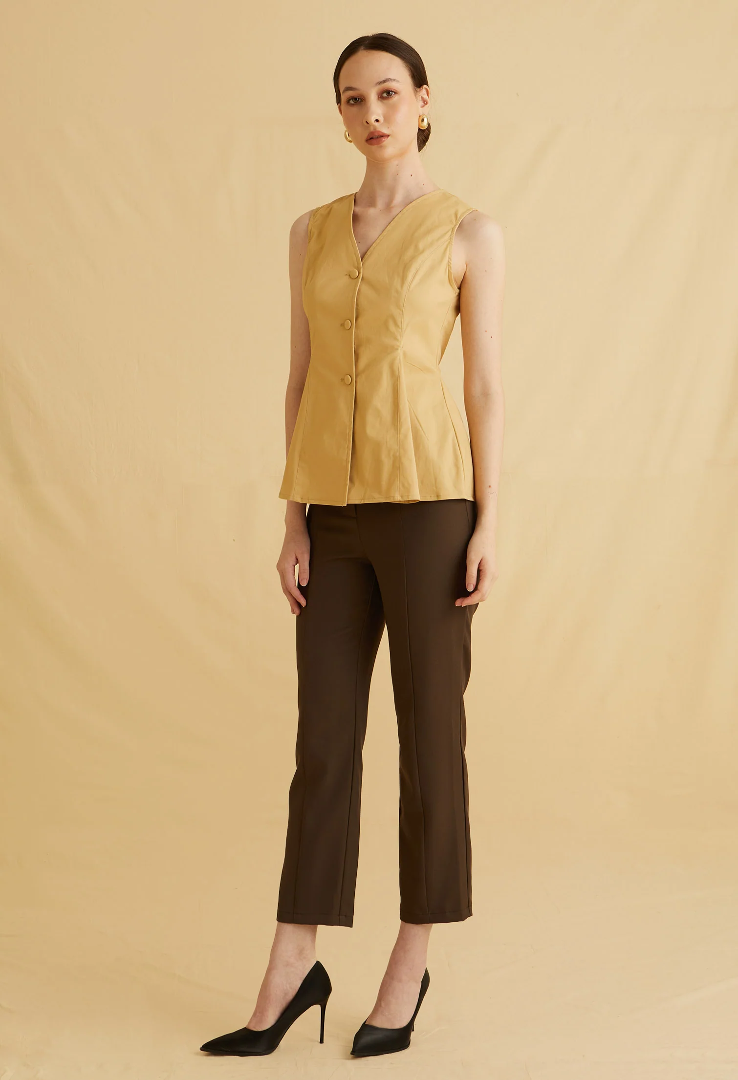 Flare Hem Sleeveless Vest