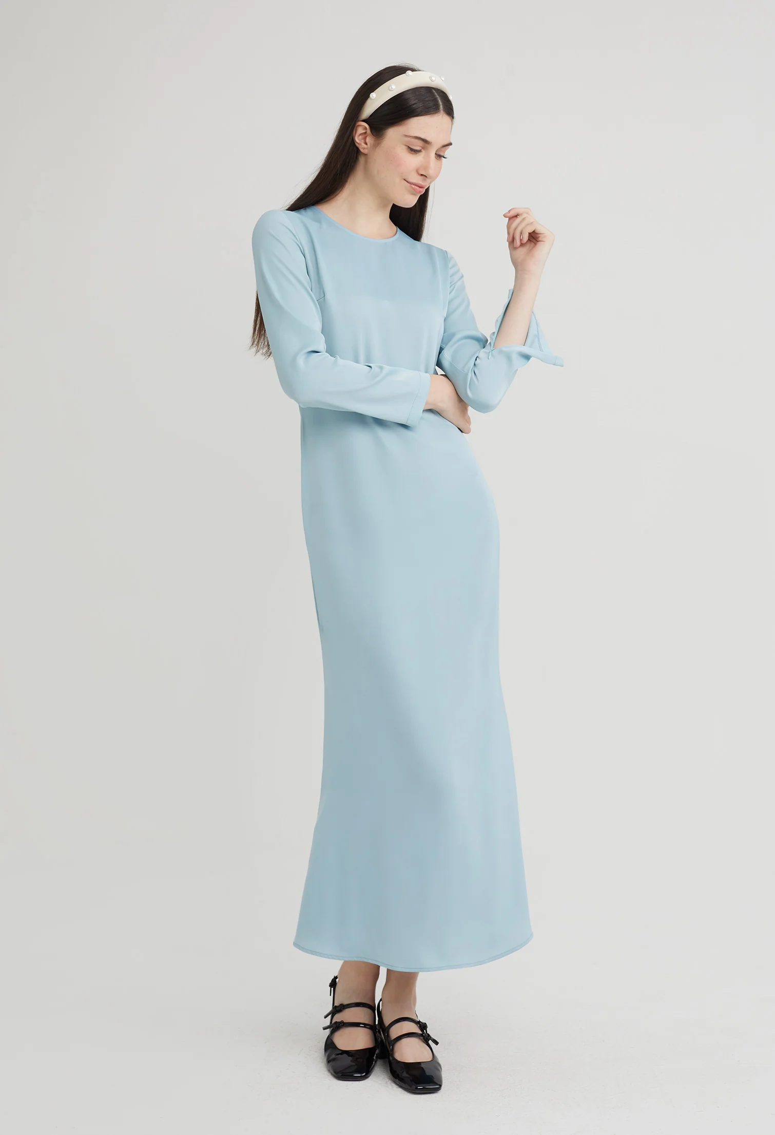 Elegant Satin Long Sleeve Maxi Dress