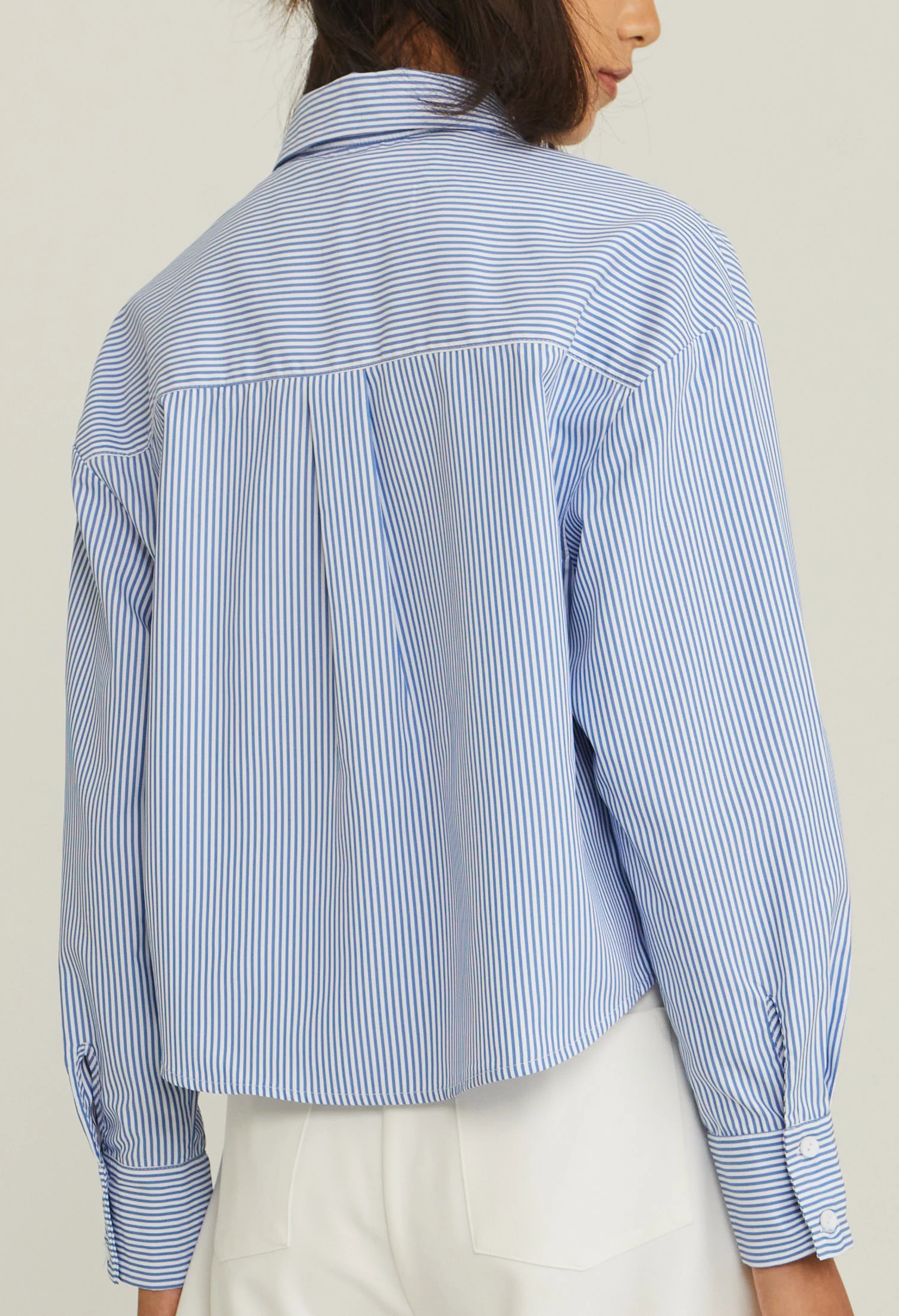 Cropped Pinstripe Blouse