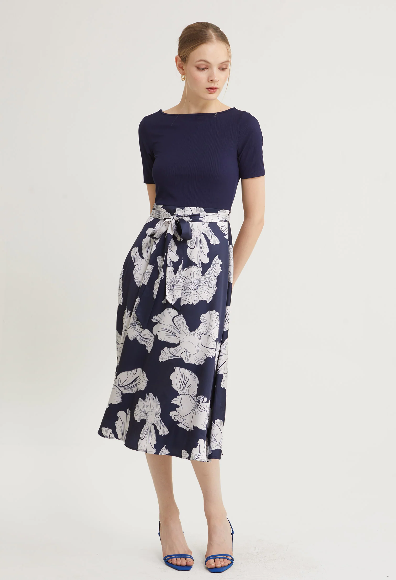 Satin Petal Midi Dress