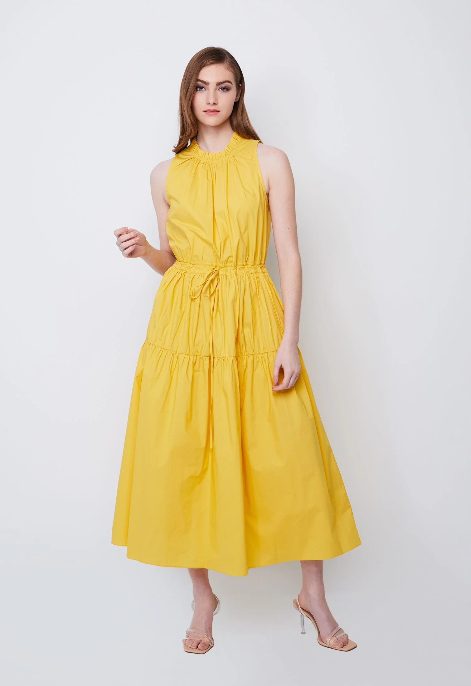 Halter Tiered Tie-Front Dress