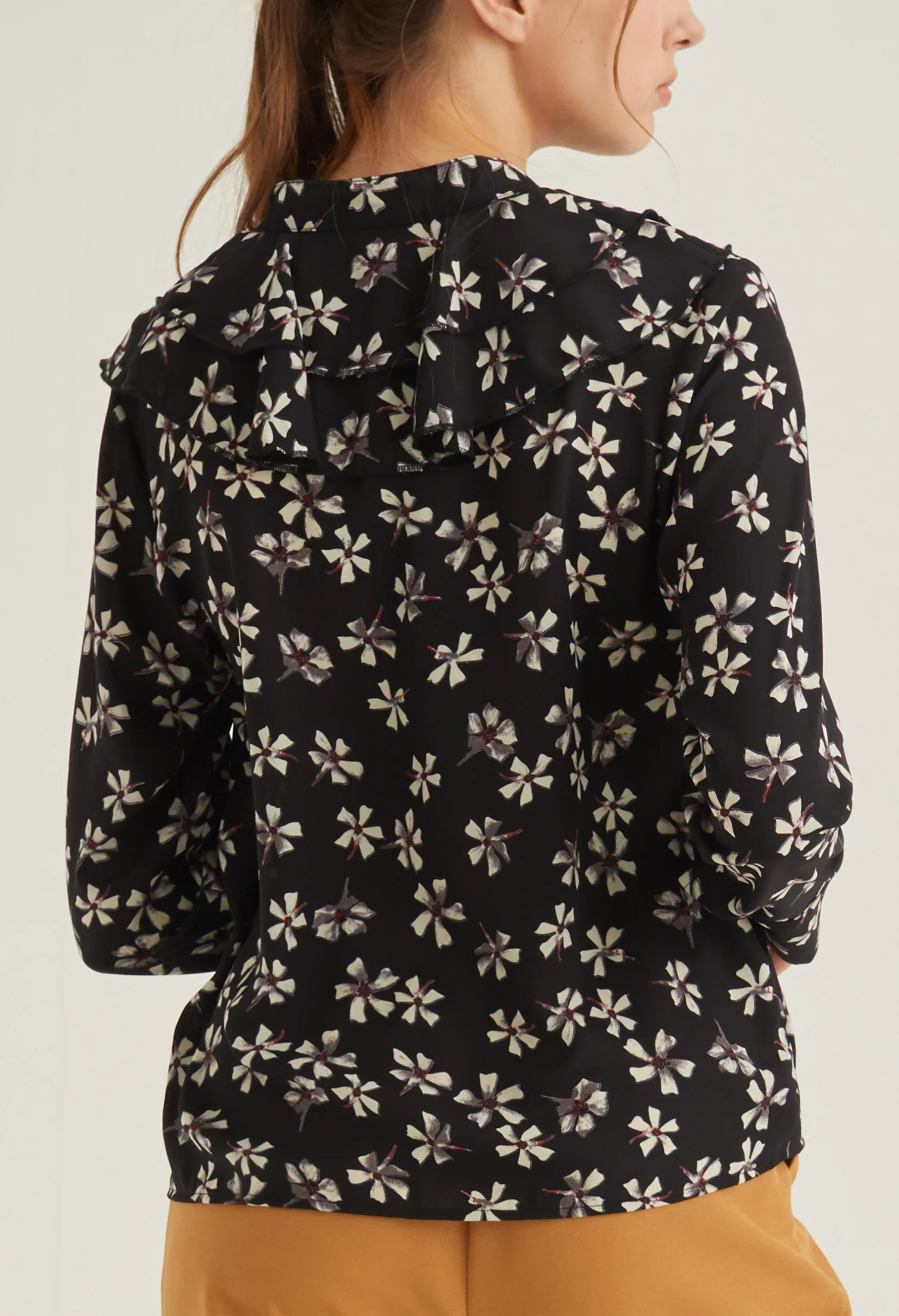 Blooming Petals Button Up Collared Blouse