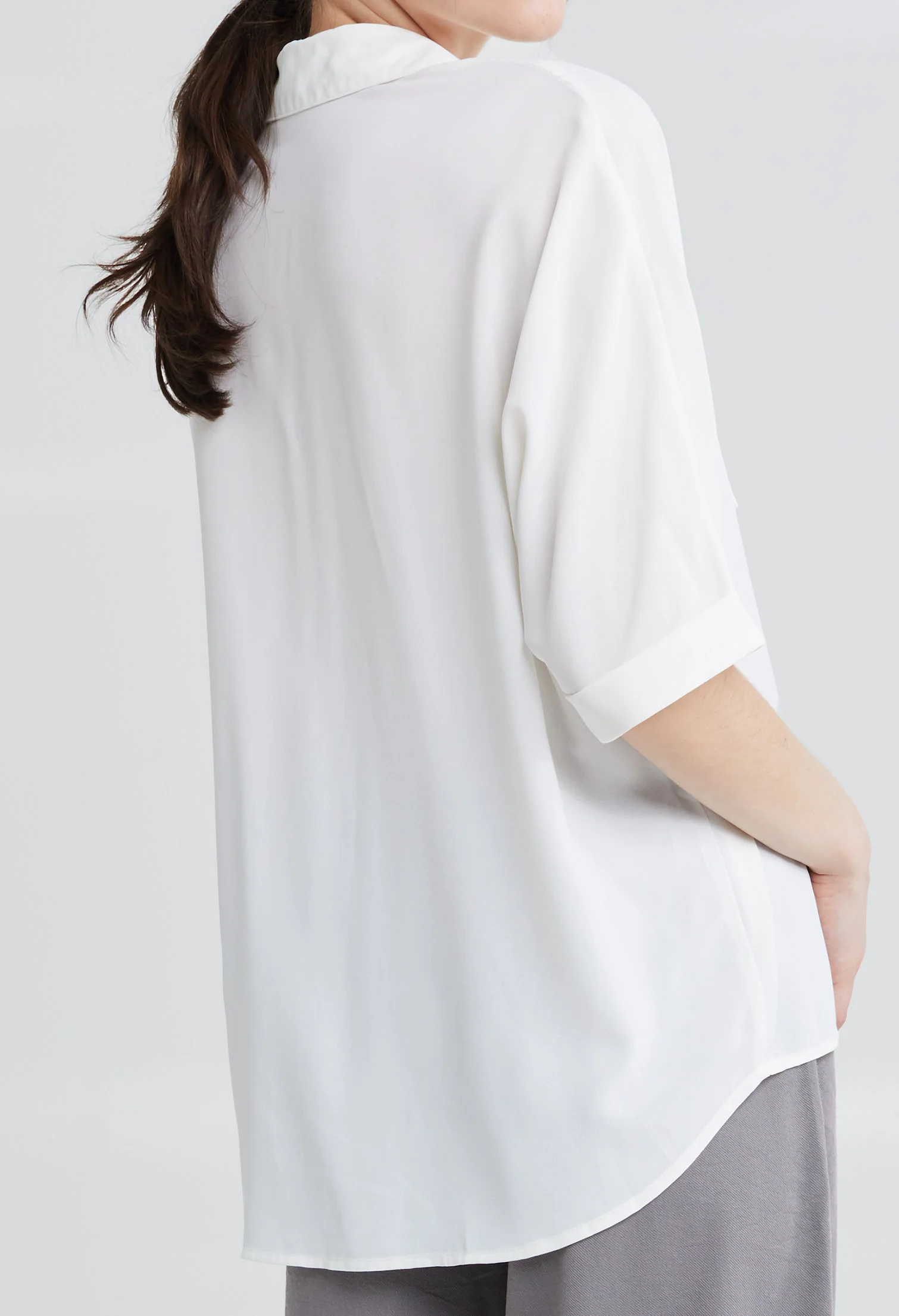 Casual Folded Cuff Sleeve Blouse