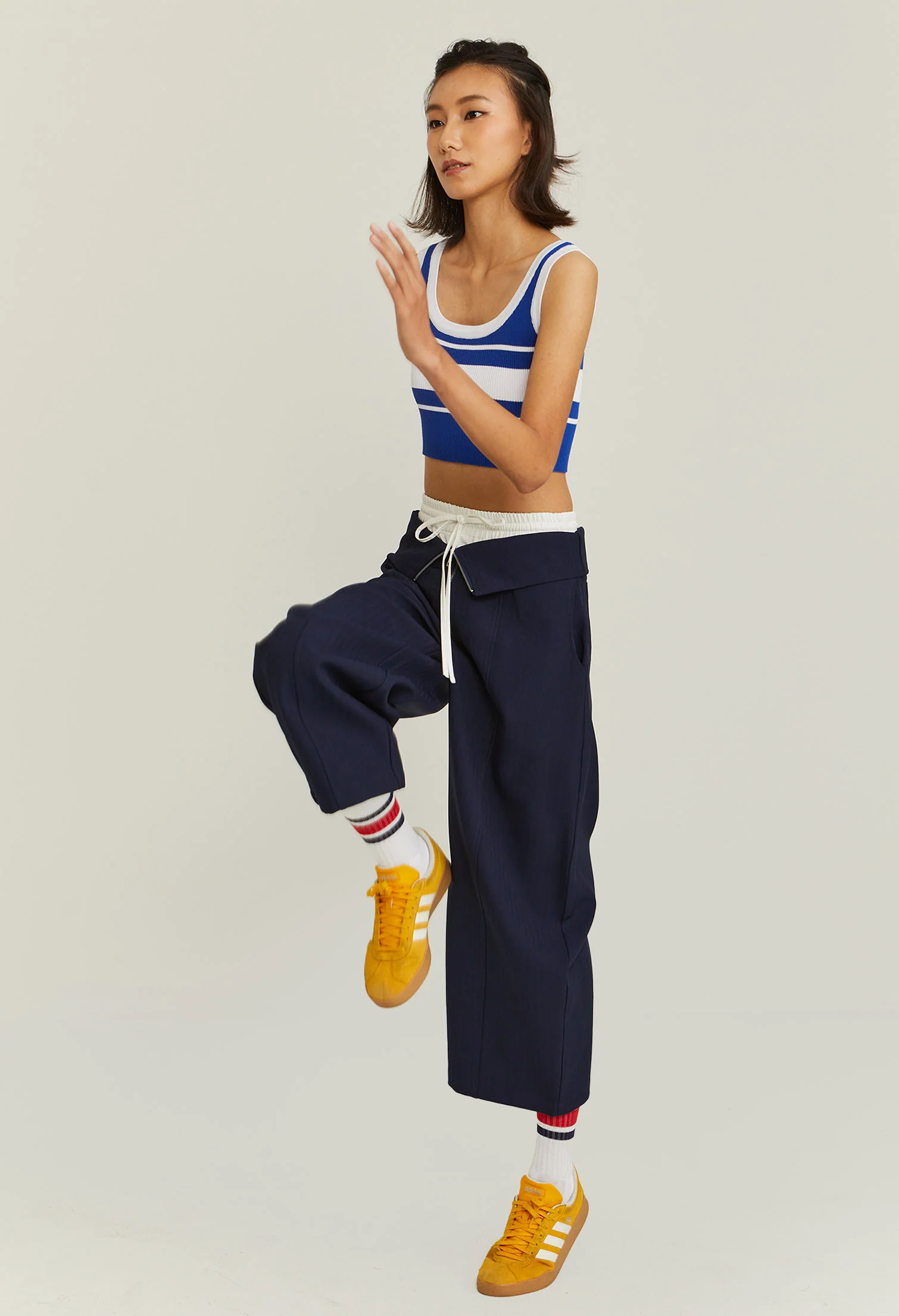 Contrast Banded Crop Top