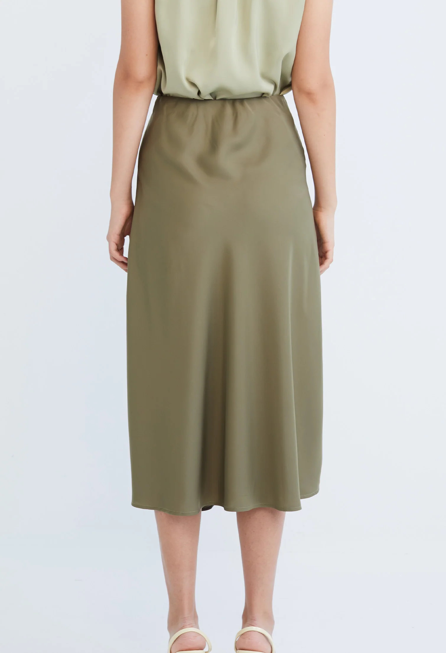 Midi Satin A-Line Skirt