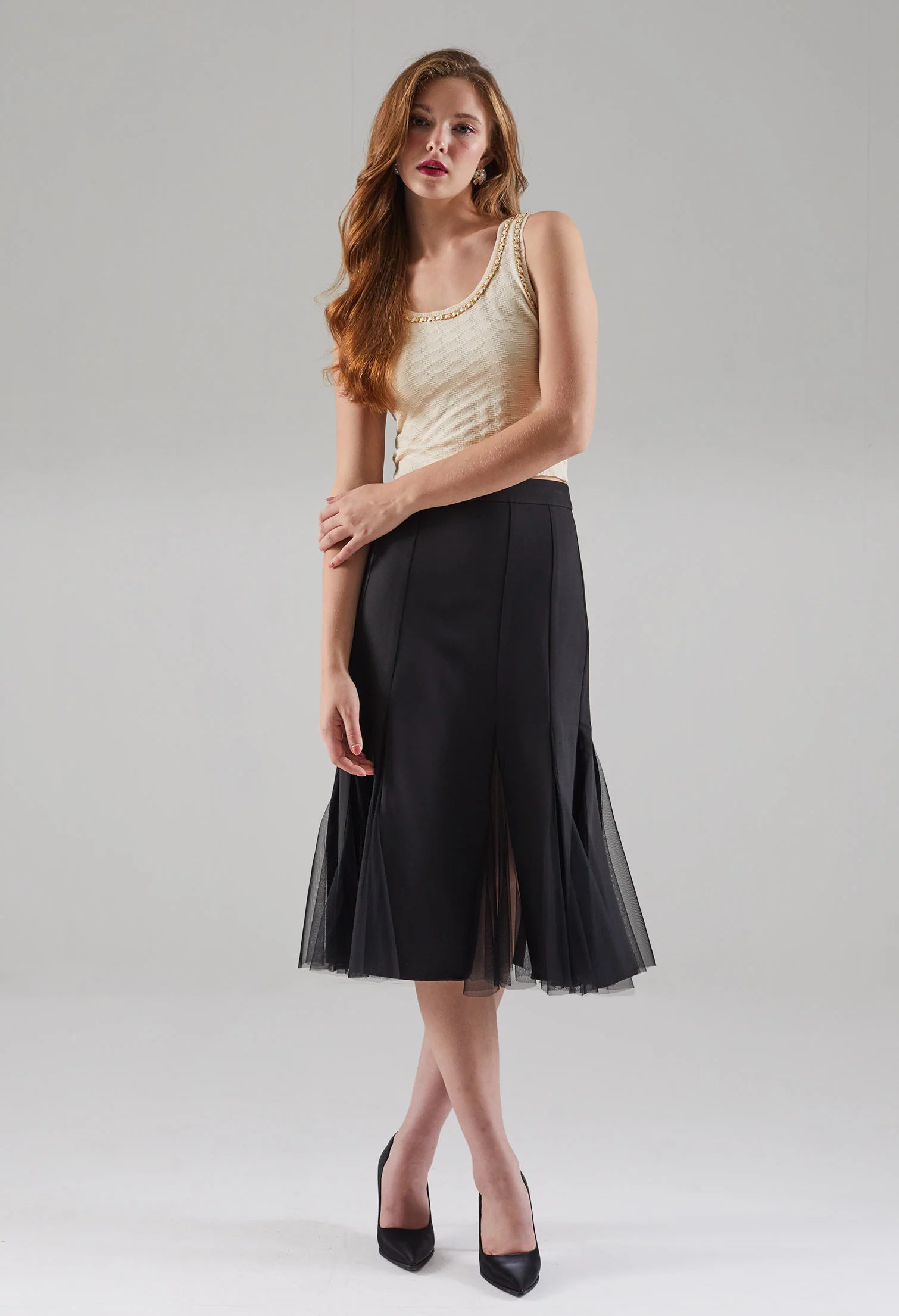 Faux Chained Knitted Sleeveless Top