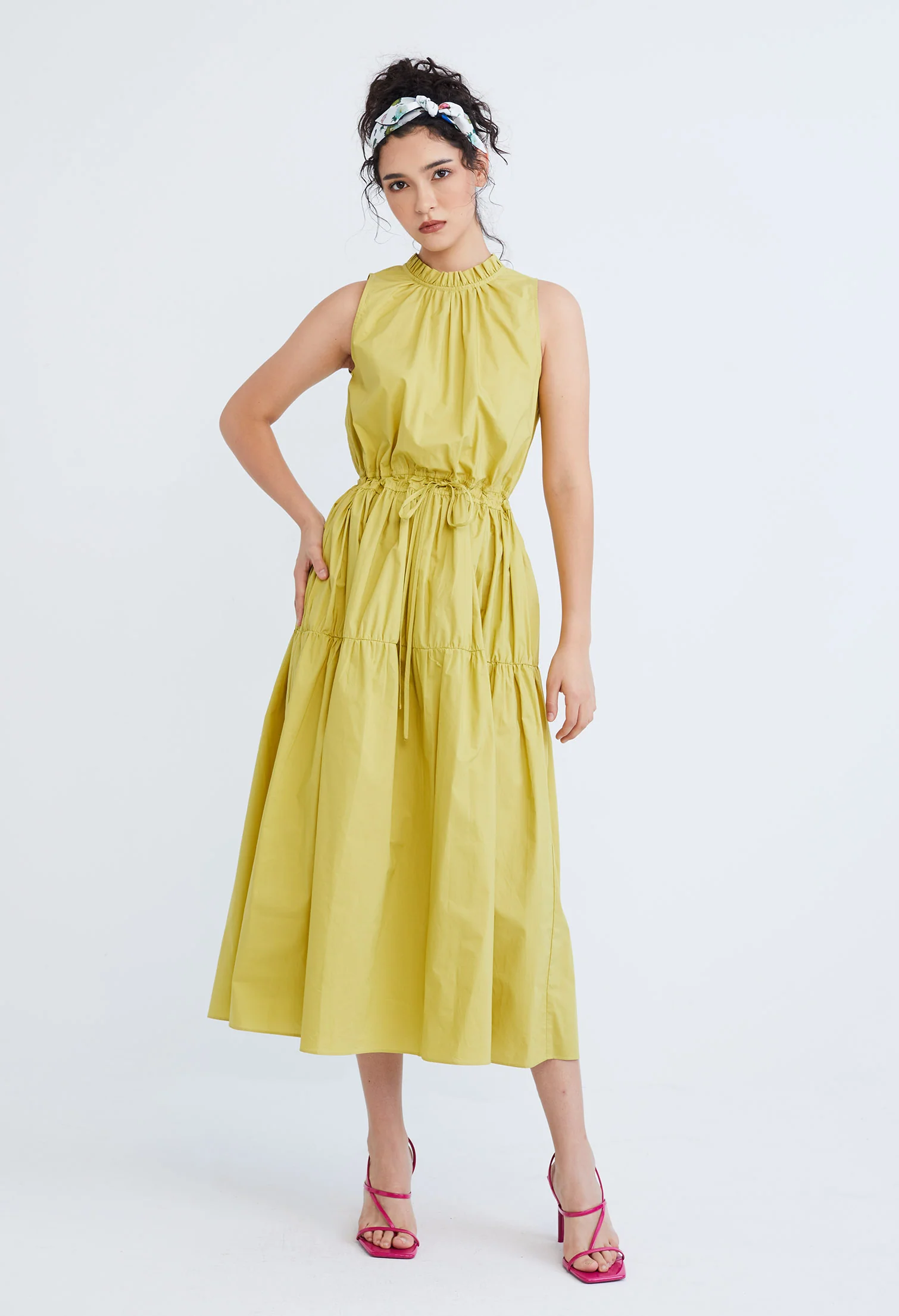 Halter Tiered Tie-Front Dress