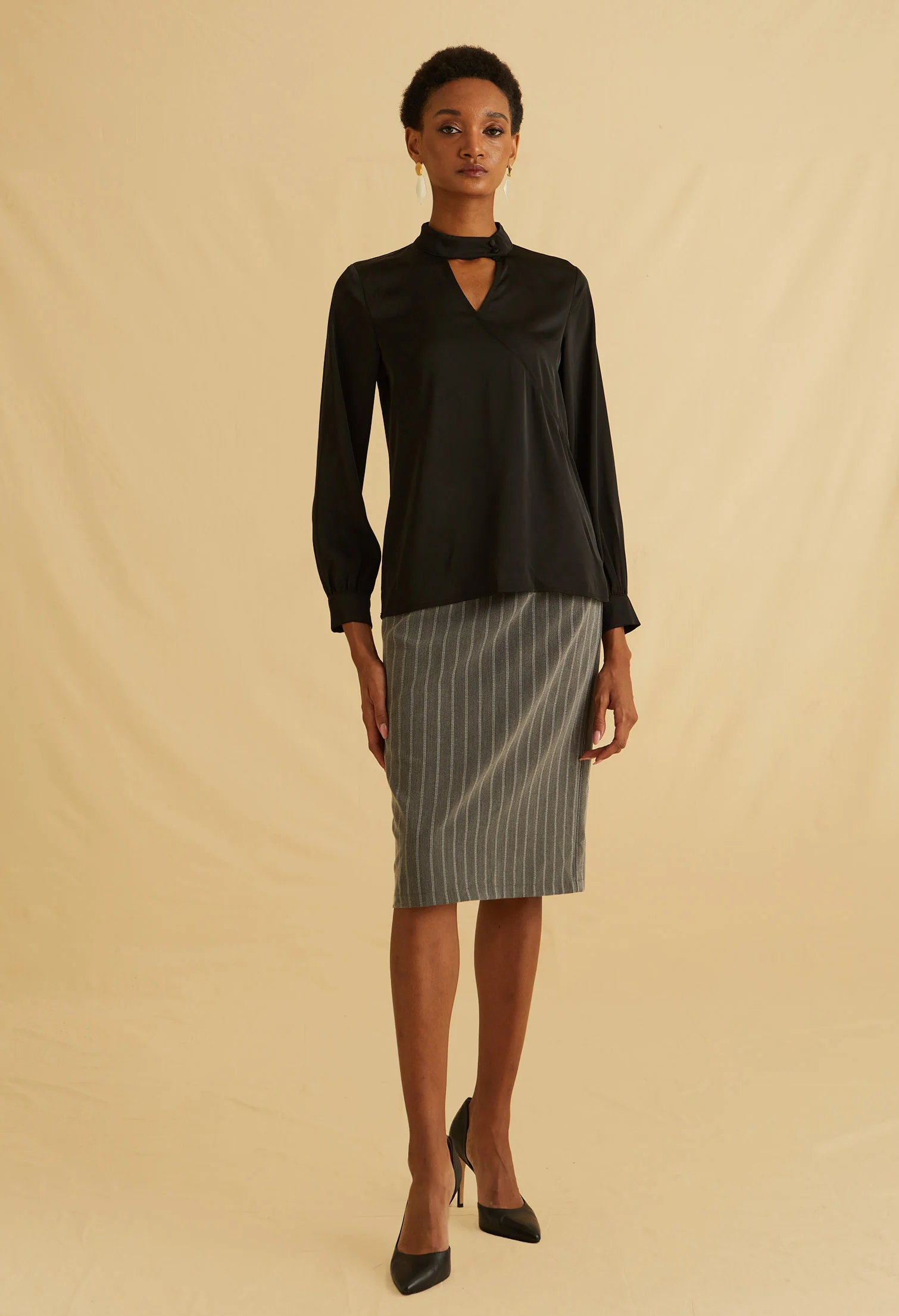 Satin Mist Keyhole Top