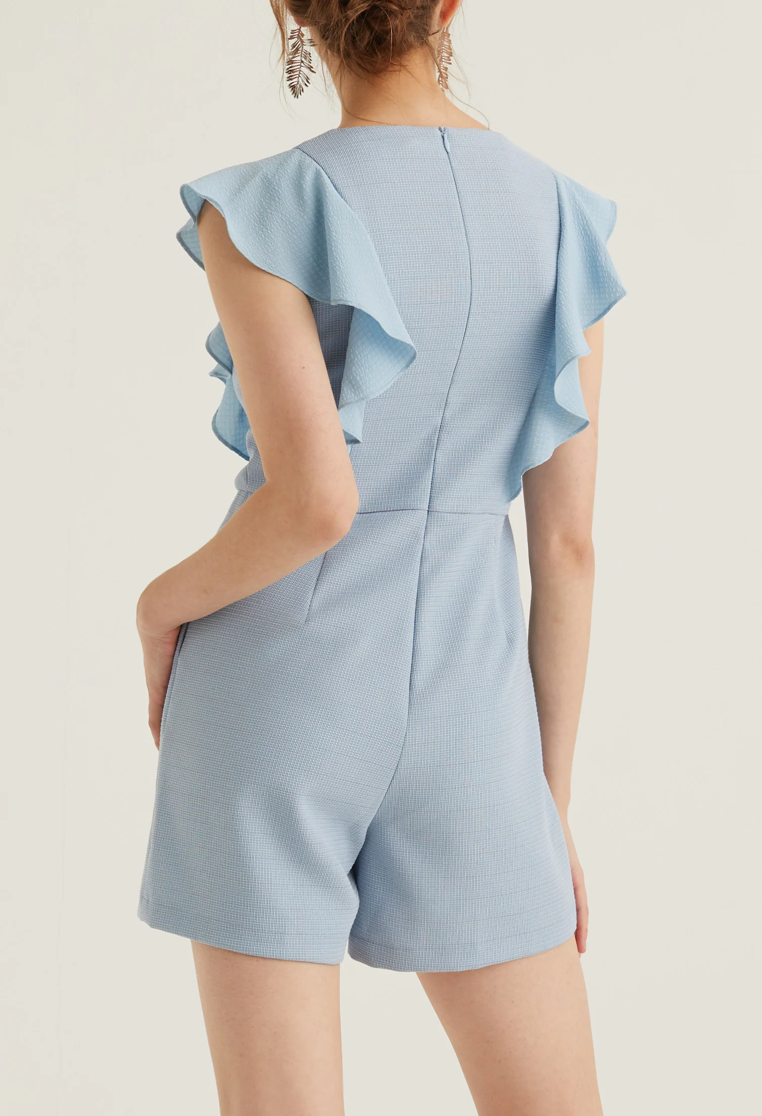 Petal Sleeve V Neck Jumpsuit