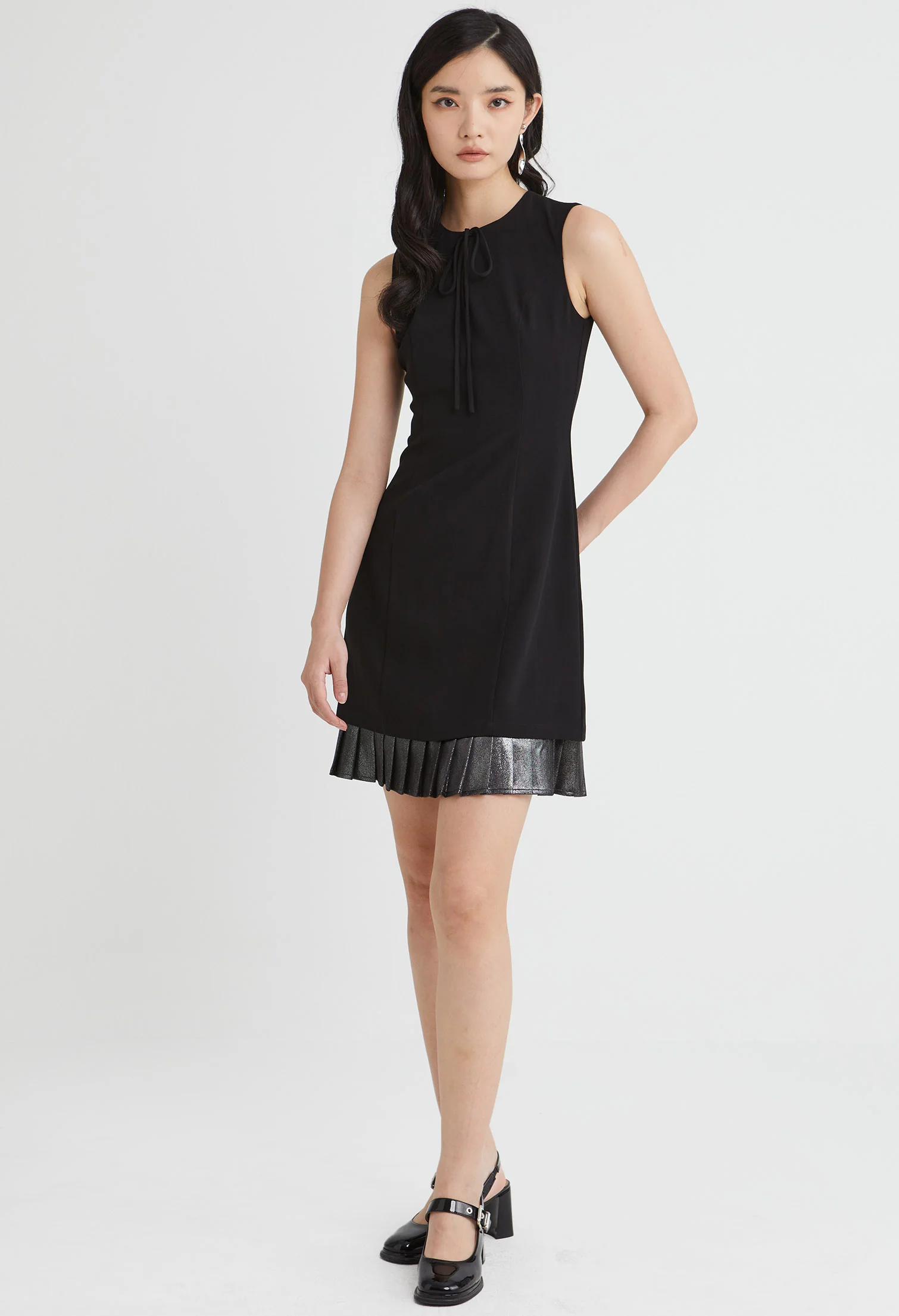 Layered Pleated Midi Dress