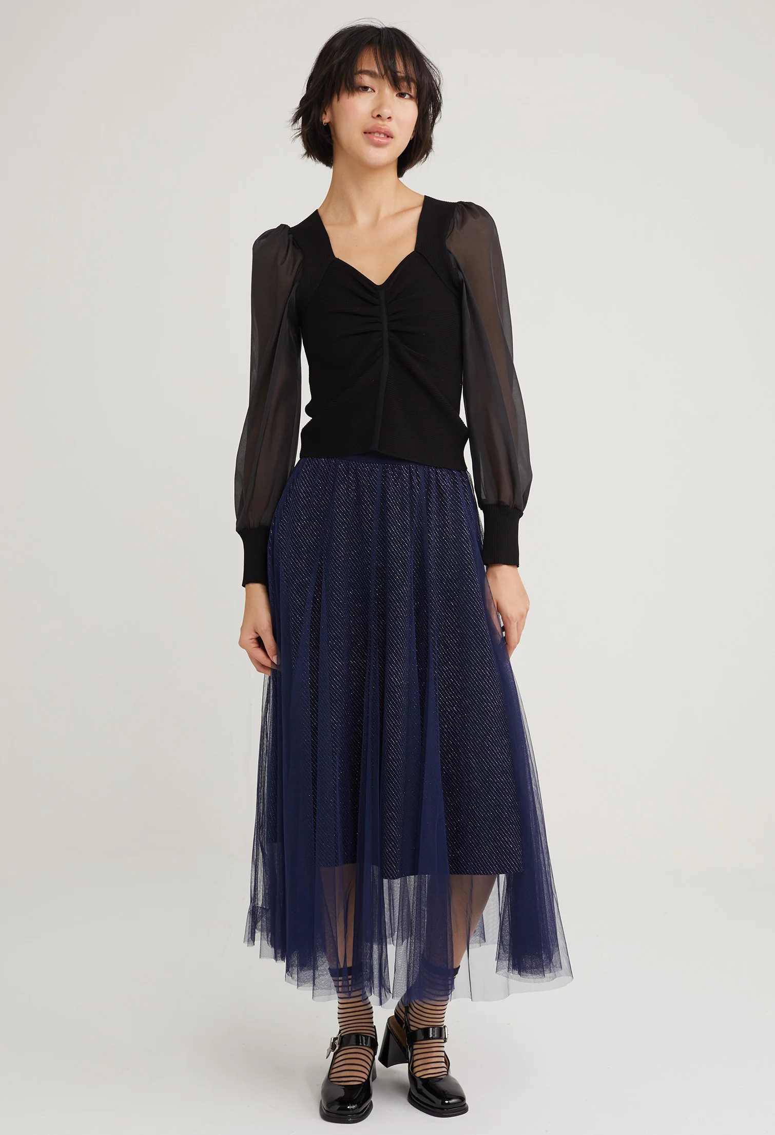 Sheer Balloon Sleeve Princess Blouse