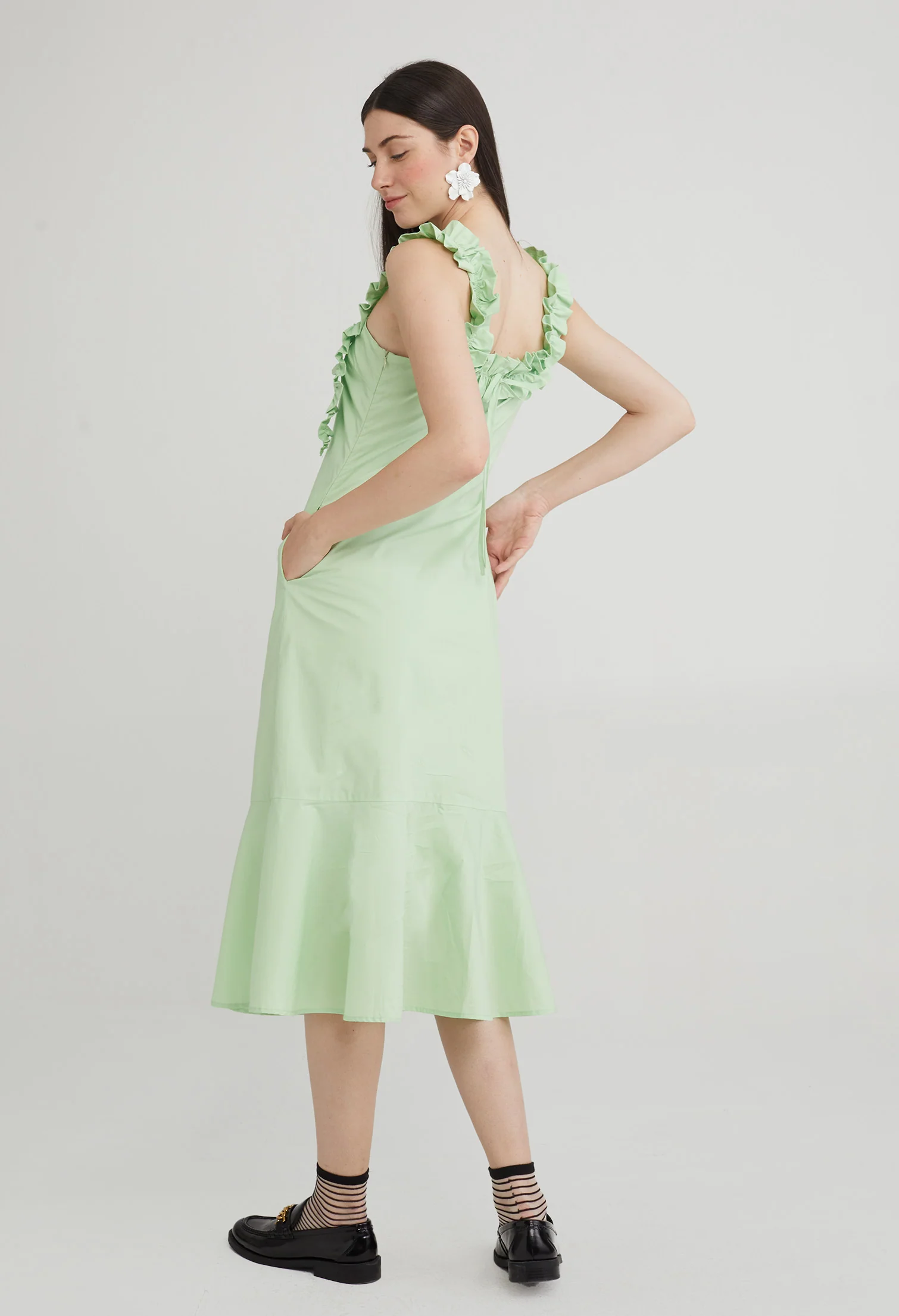 Ruffle Detail Drop Waist Dress