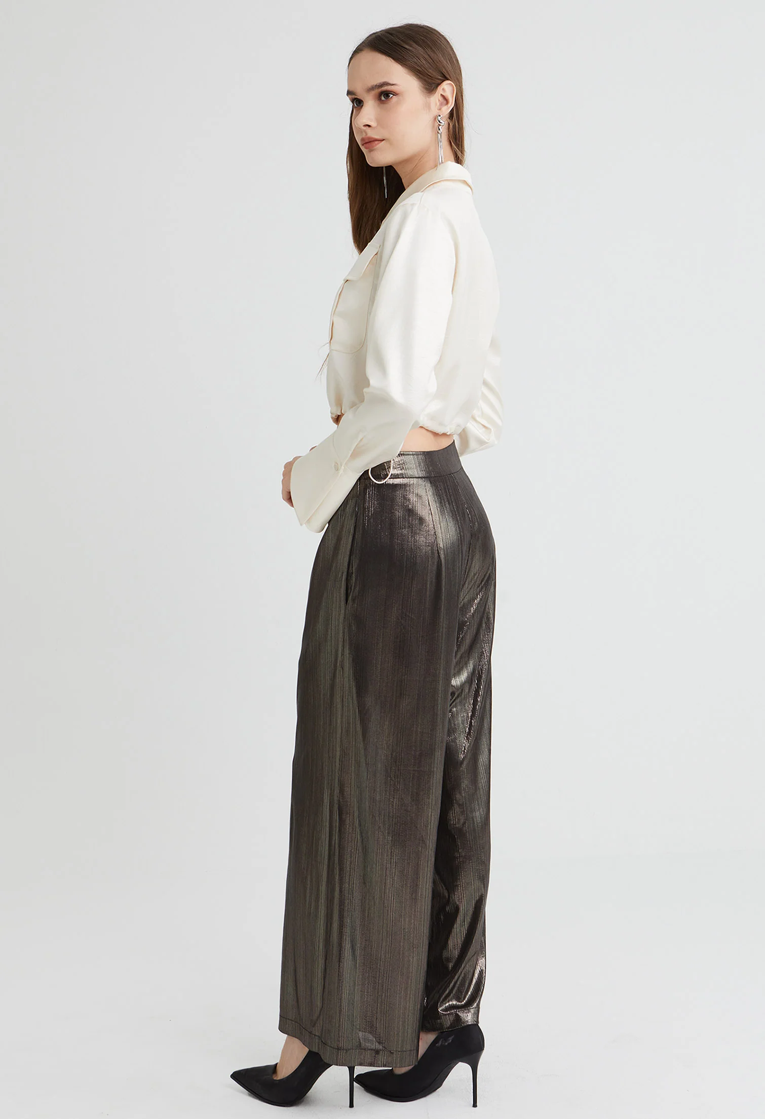 Textured Satin Pants