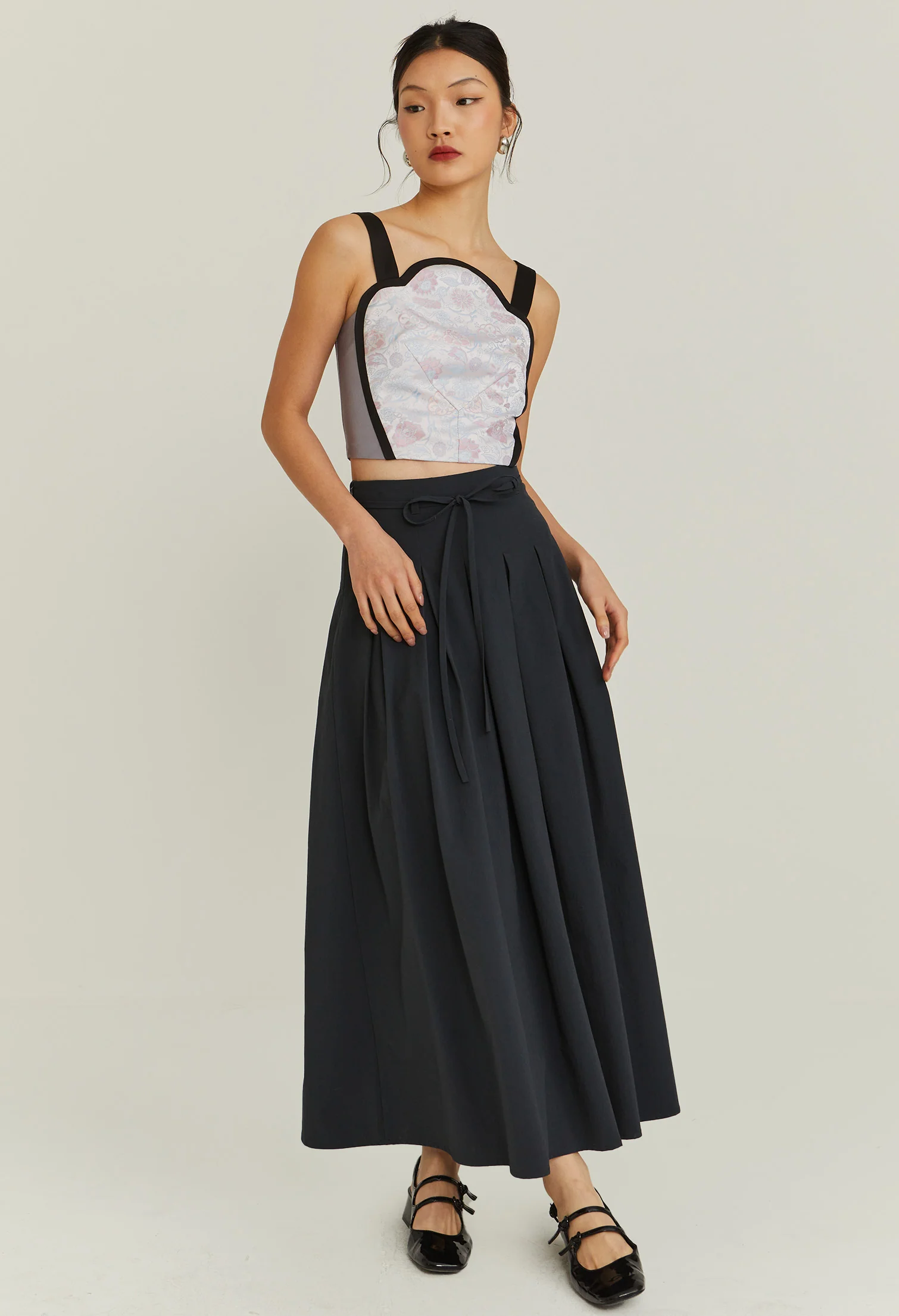 Moonlit Ripple Midi Skirt