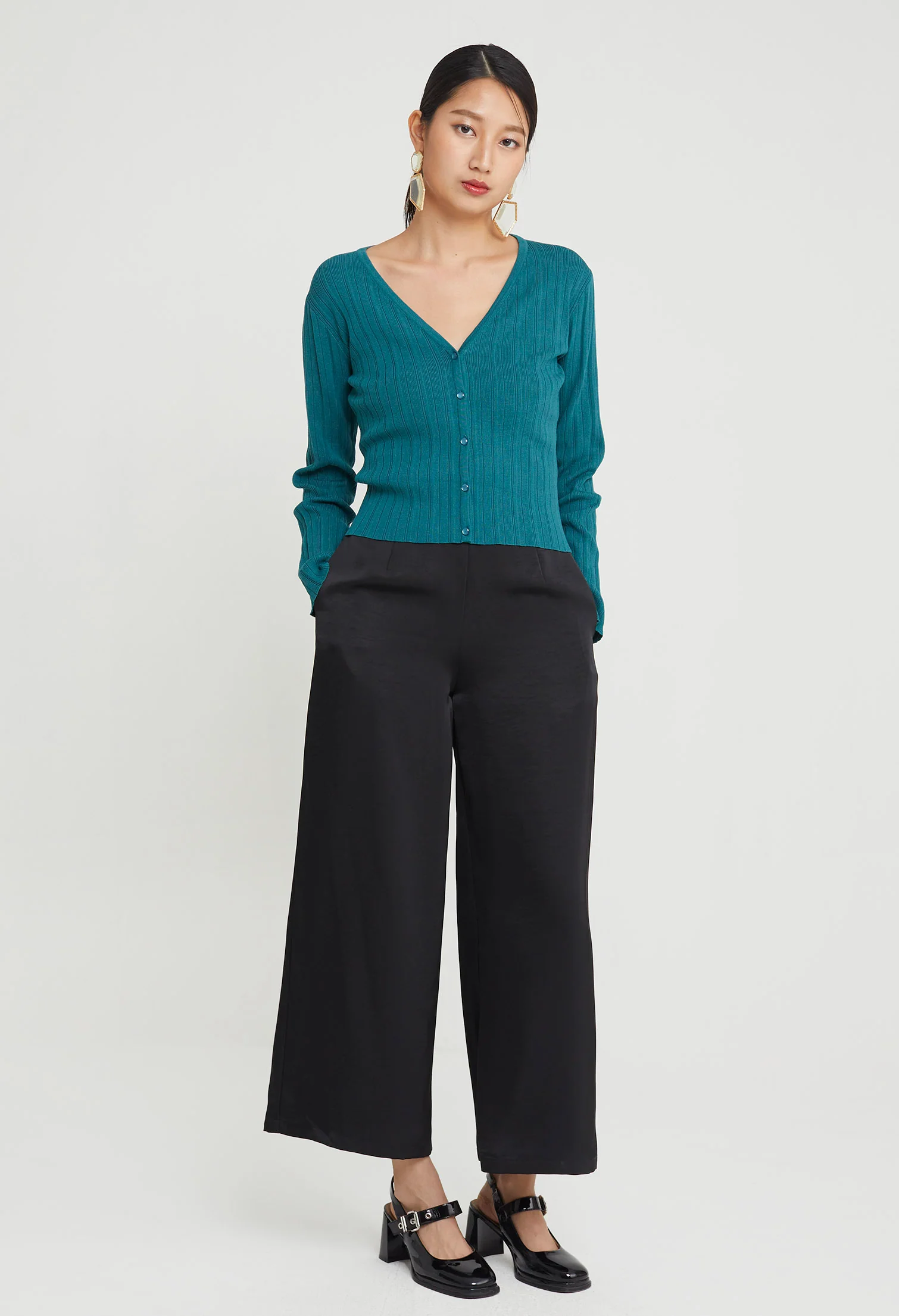 Kateye Rib-Knit Cardigan