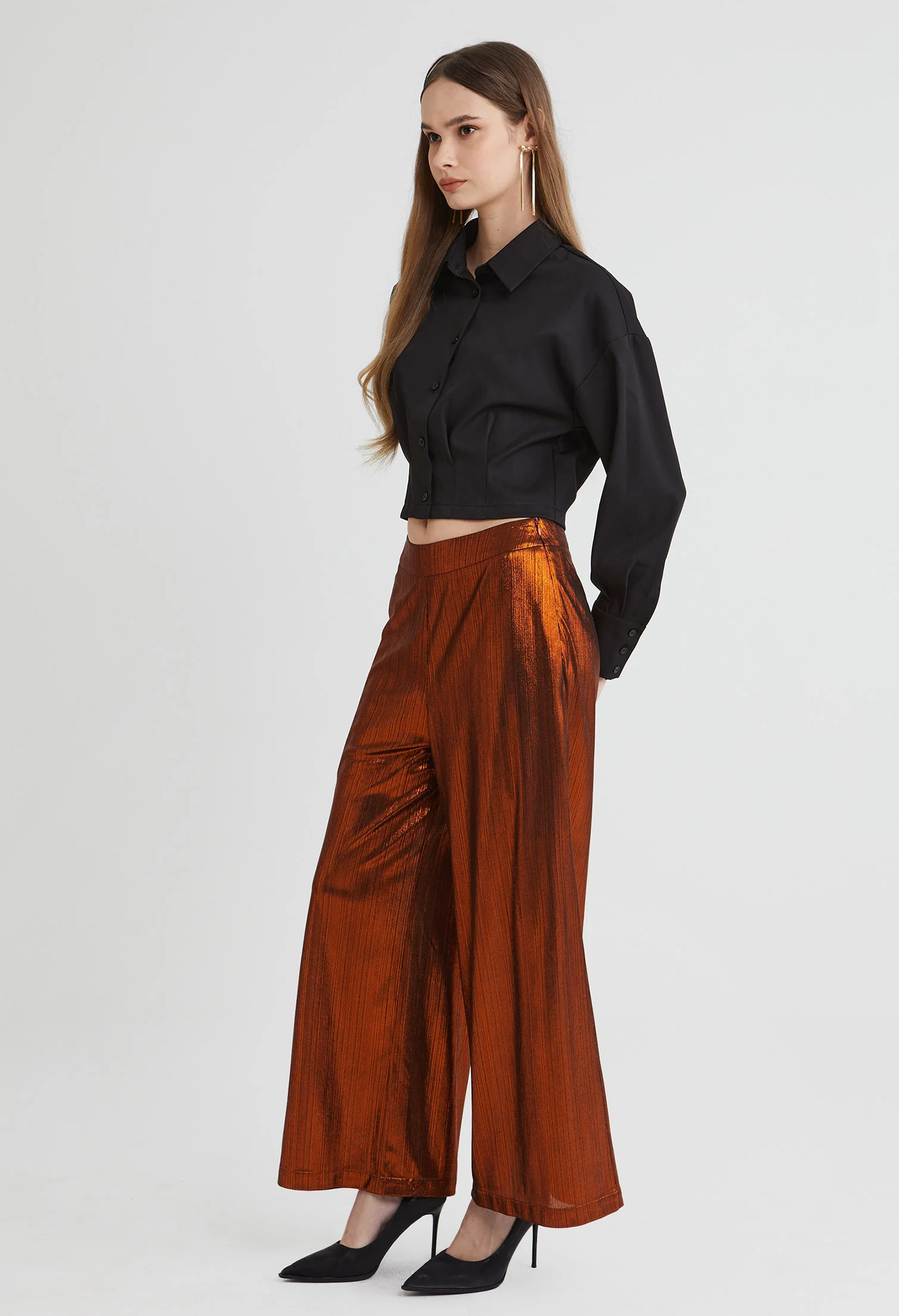 Textured Satin Pants