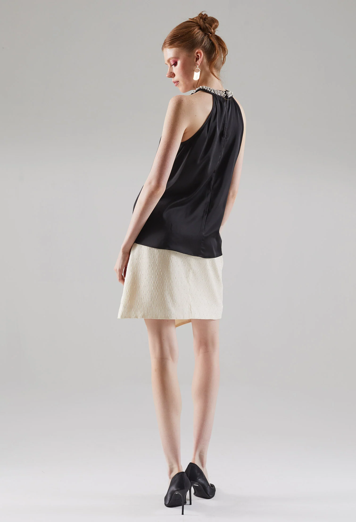 Satin Pearly Sleeveless Top