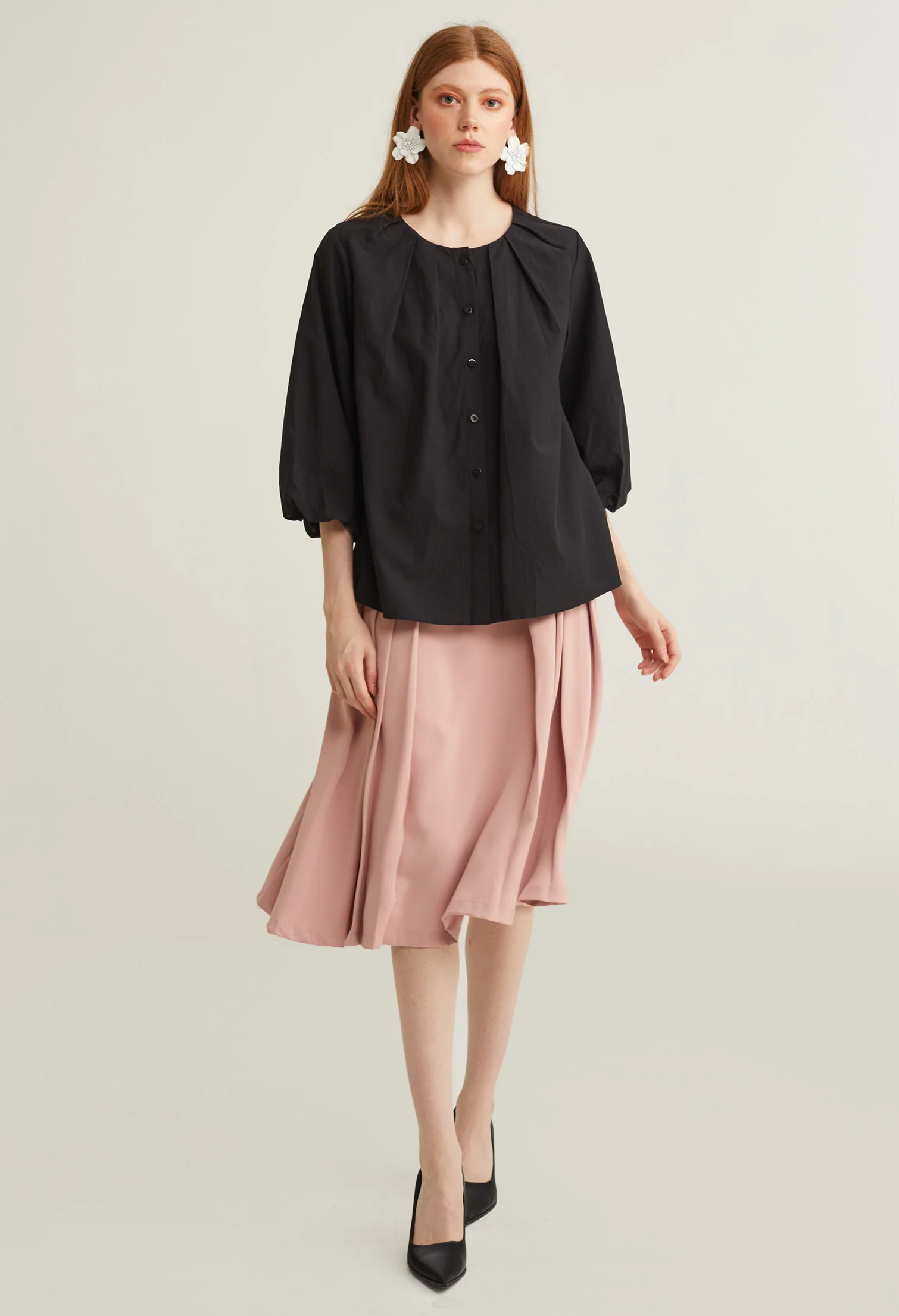 Bell Cuff Button Down À La Mode Top