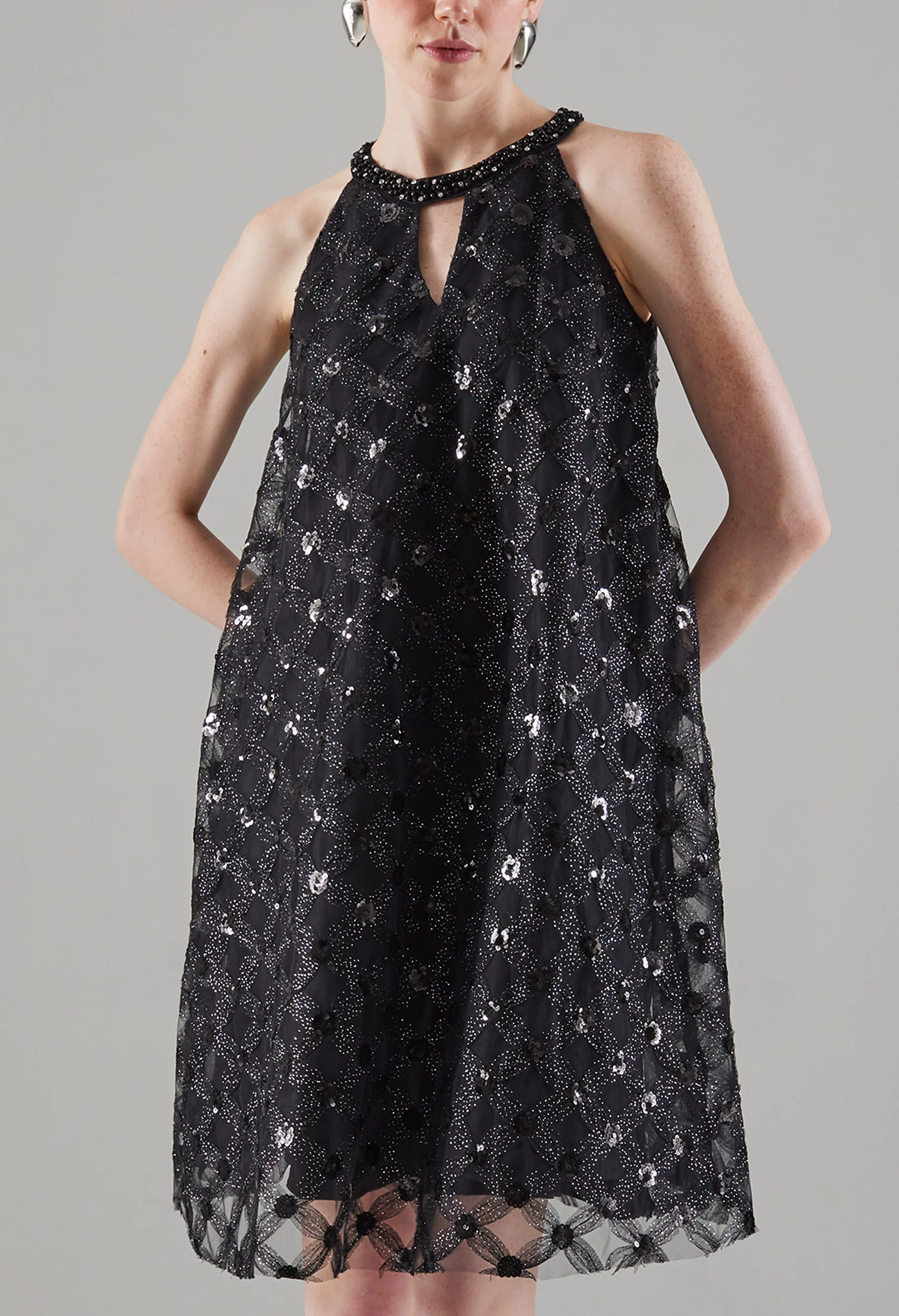 Celestial Halter Keyhole Midi Dress