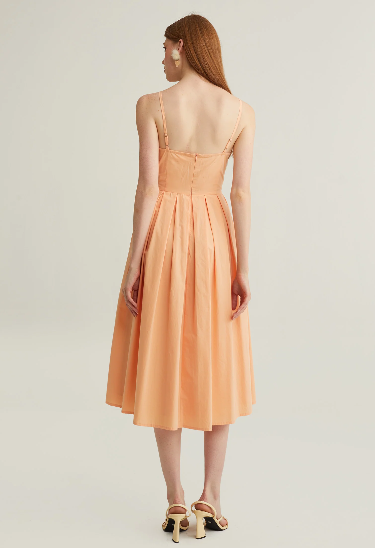 Thin Strap Pleated Midi Dress