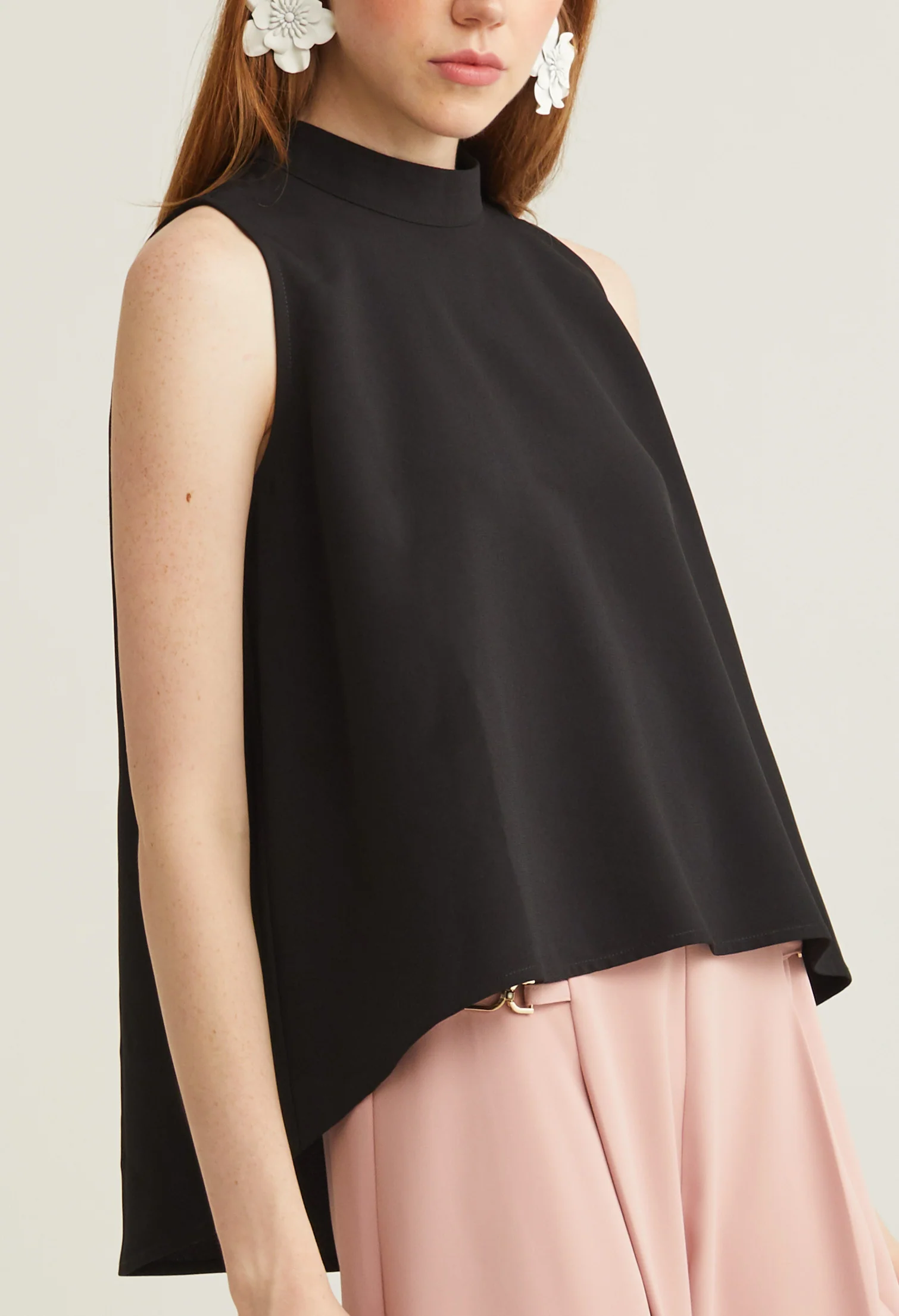 Elegant Faux Button Sleeveless Top