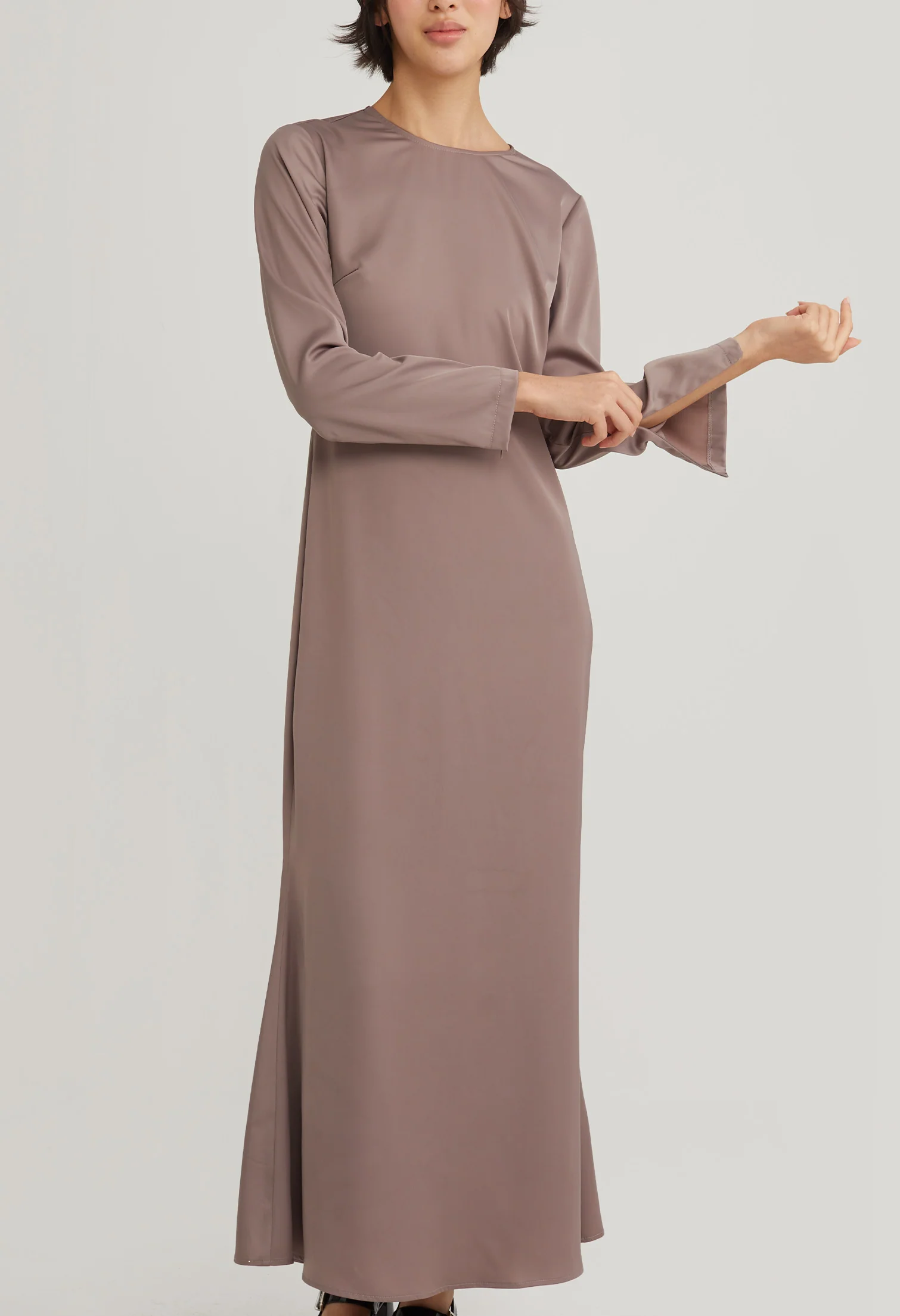 Elegant Satin Long Sleeve Maxi Dress