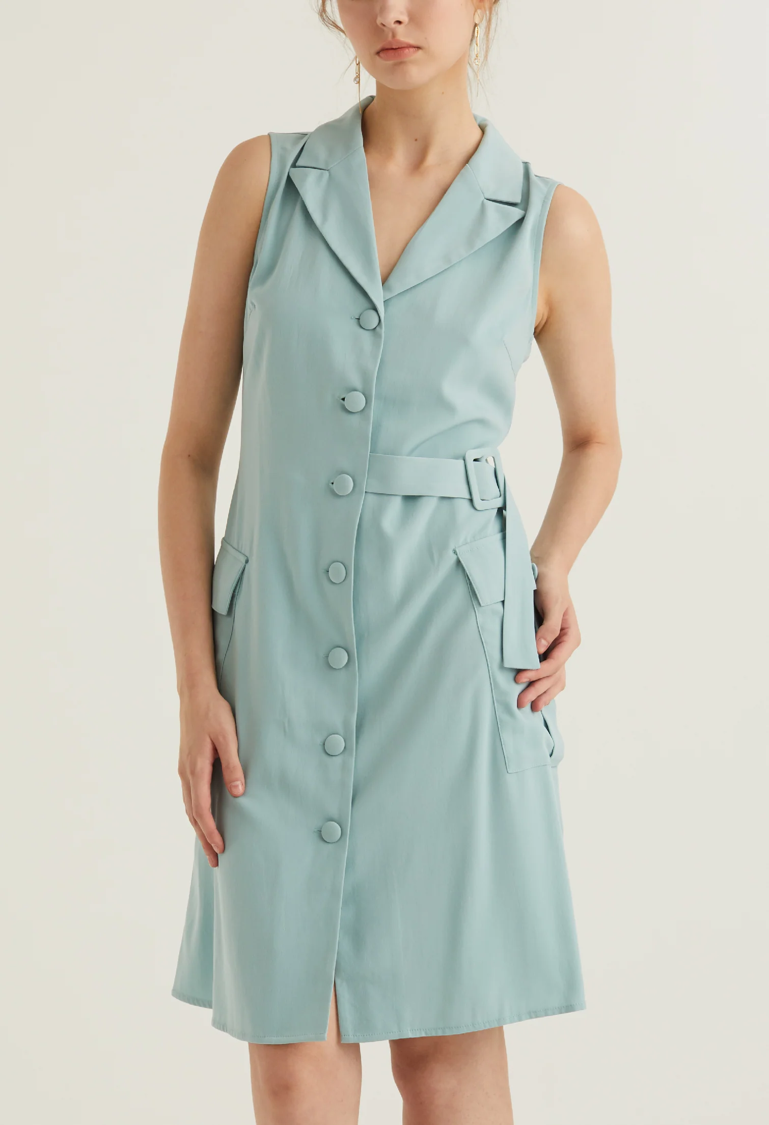 Full Button Vest Utility Dress