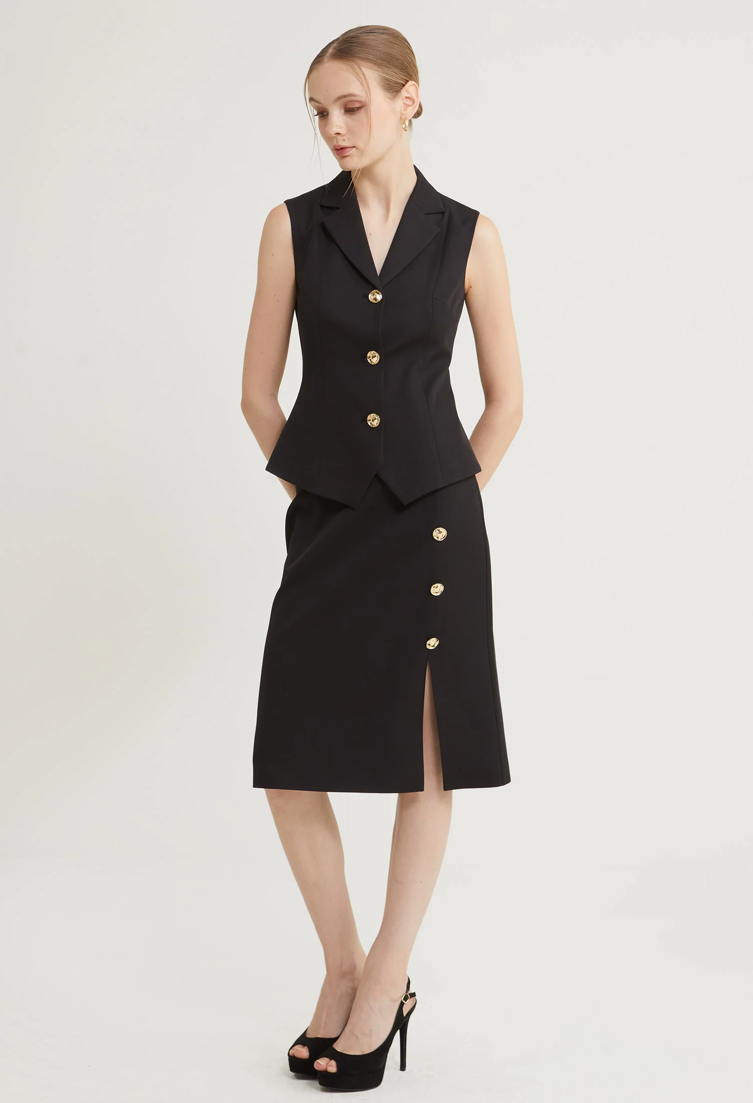 Golden Muse Midi Skirt