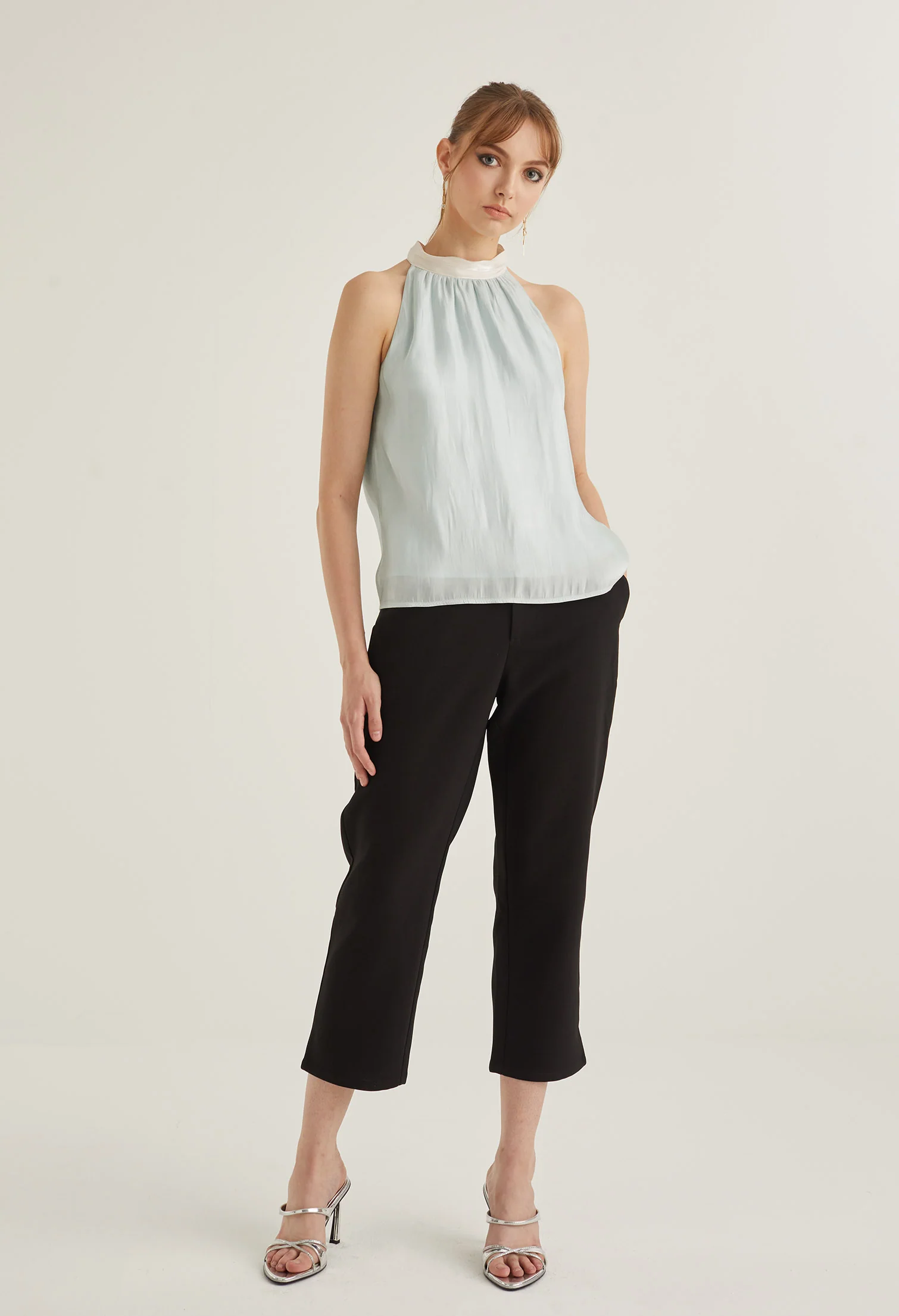 Halter Tie High Neck Top