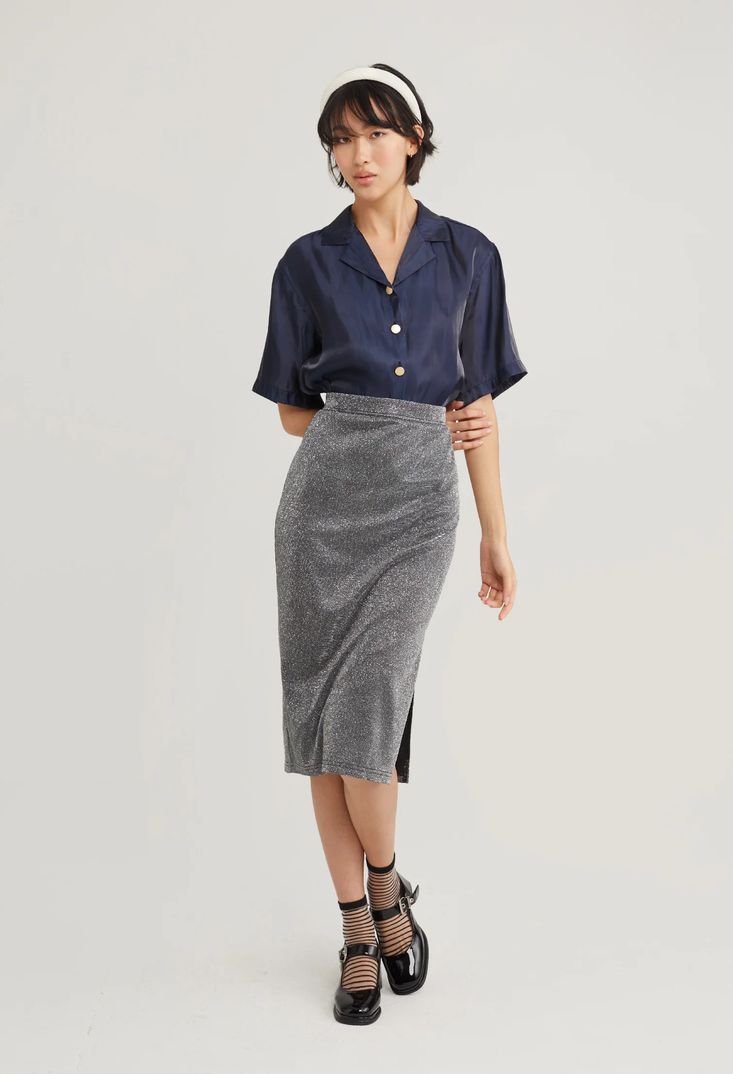 Iridescent Glitter Pencil Skirt