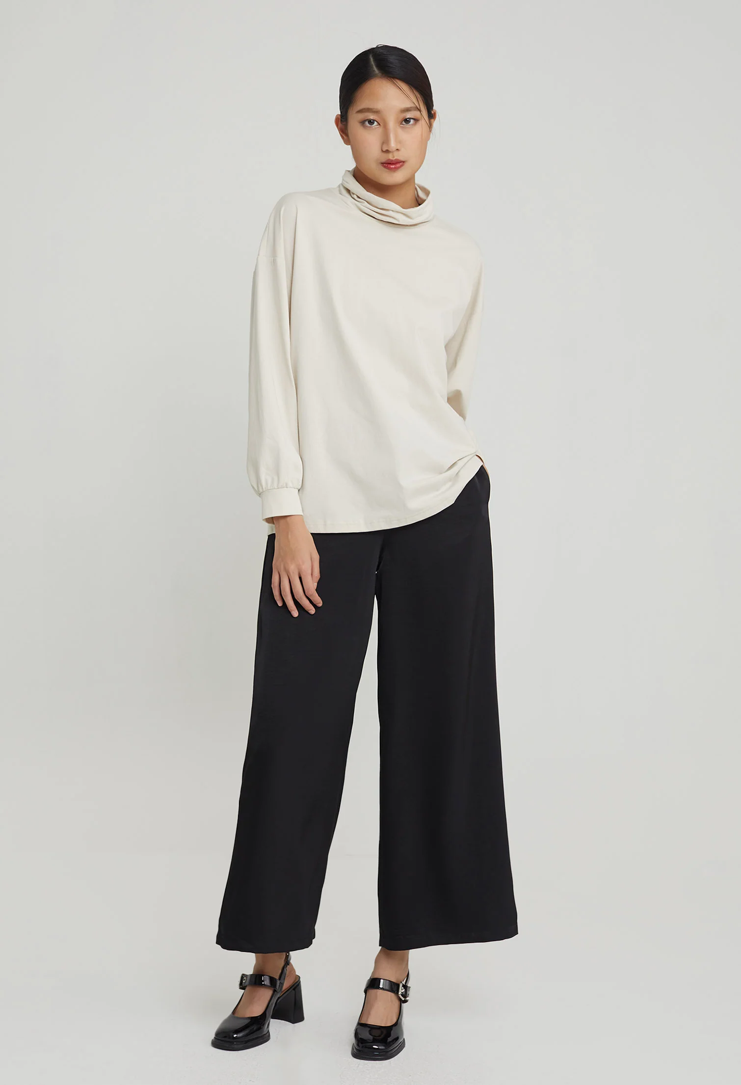 Casual Long Sleeves Turtle-Neck Top