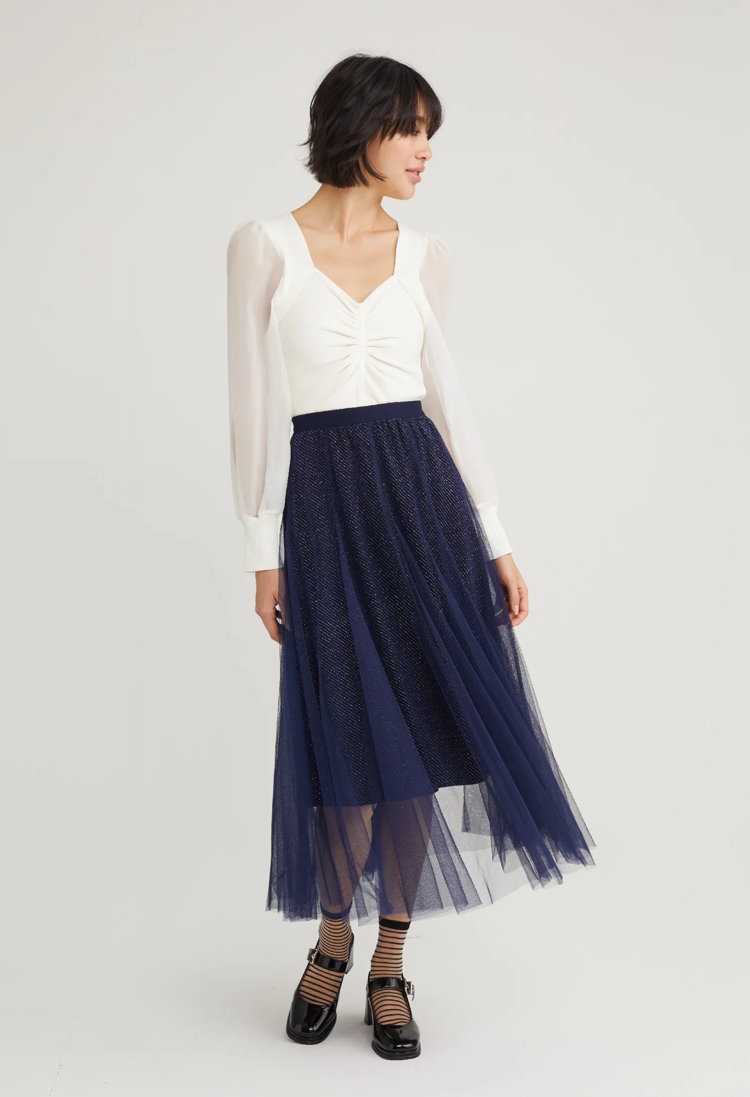 Double Layered Metallic Skirt