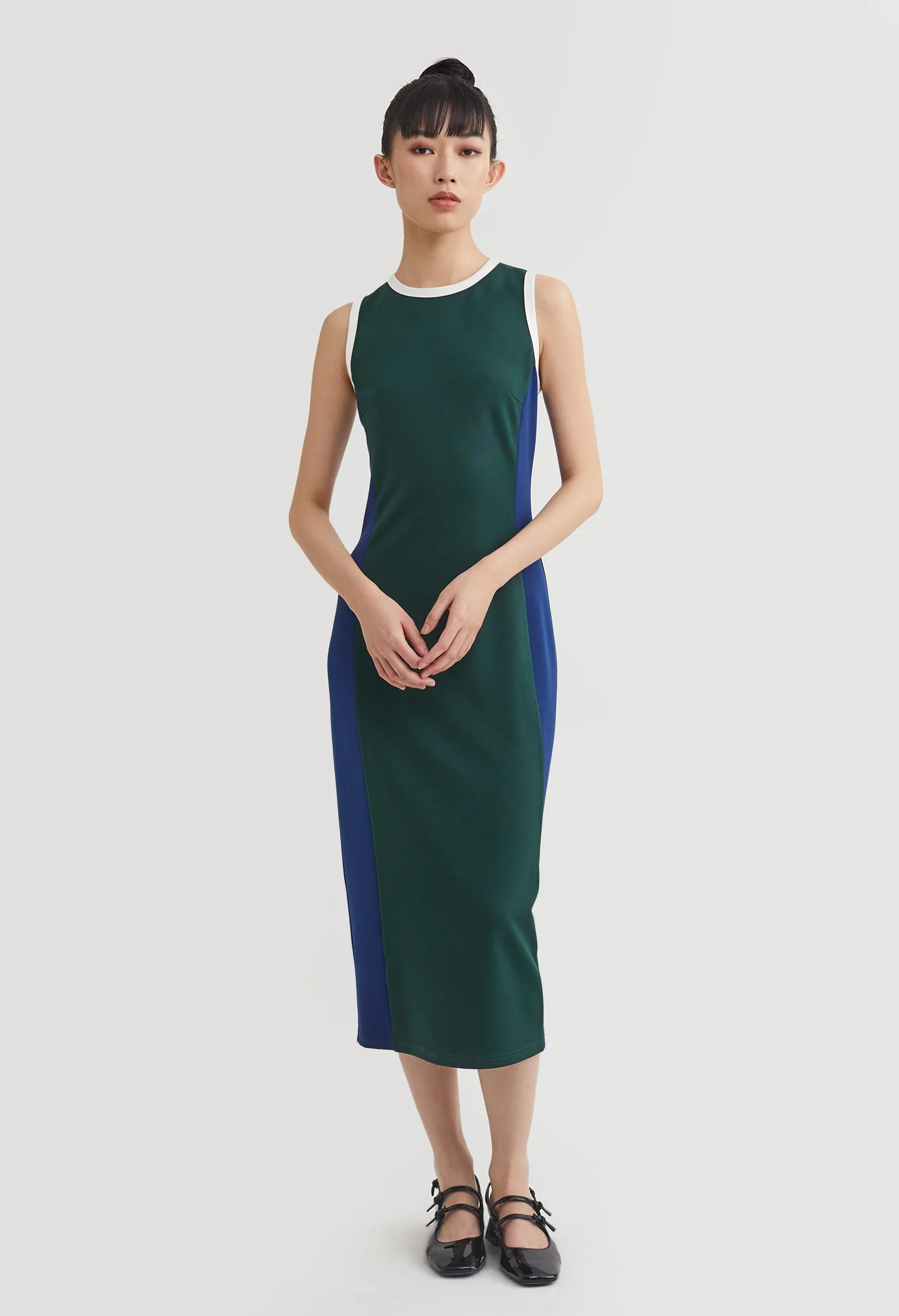 Dual Tone Slip Midi Dress
