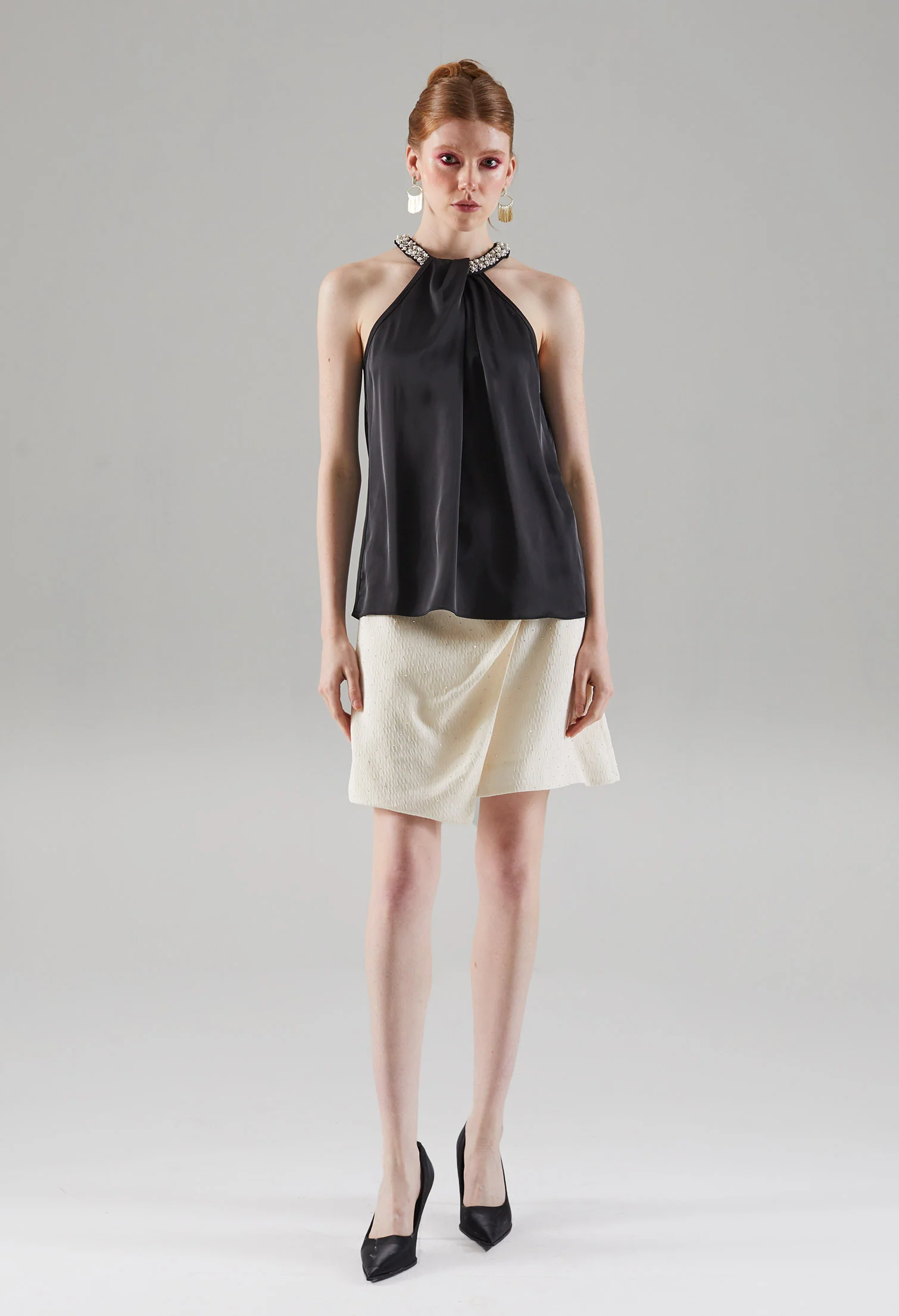 Satin Pearly Sleeveless Top